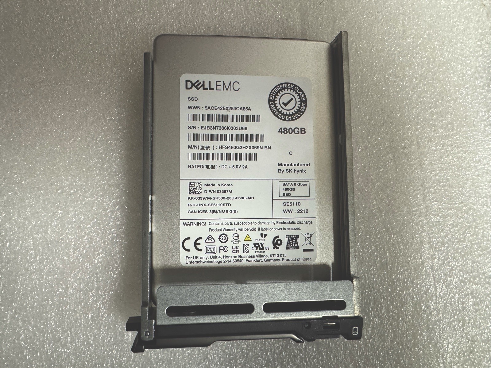 Dell EMC 03397M HYNIX HFS480G3H2X069N 480GB 2.5" 6Gbps SSD SATA 3397M