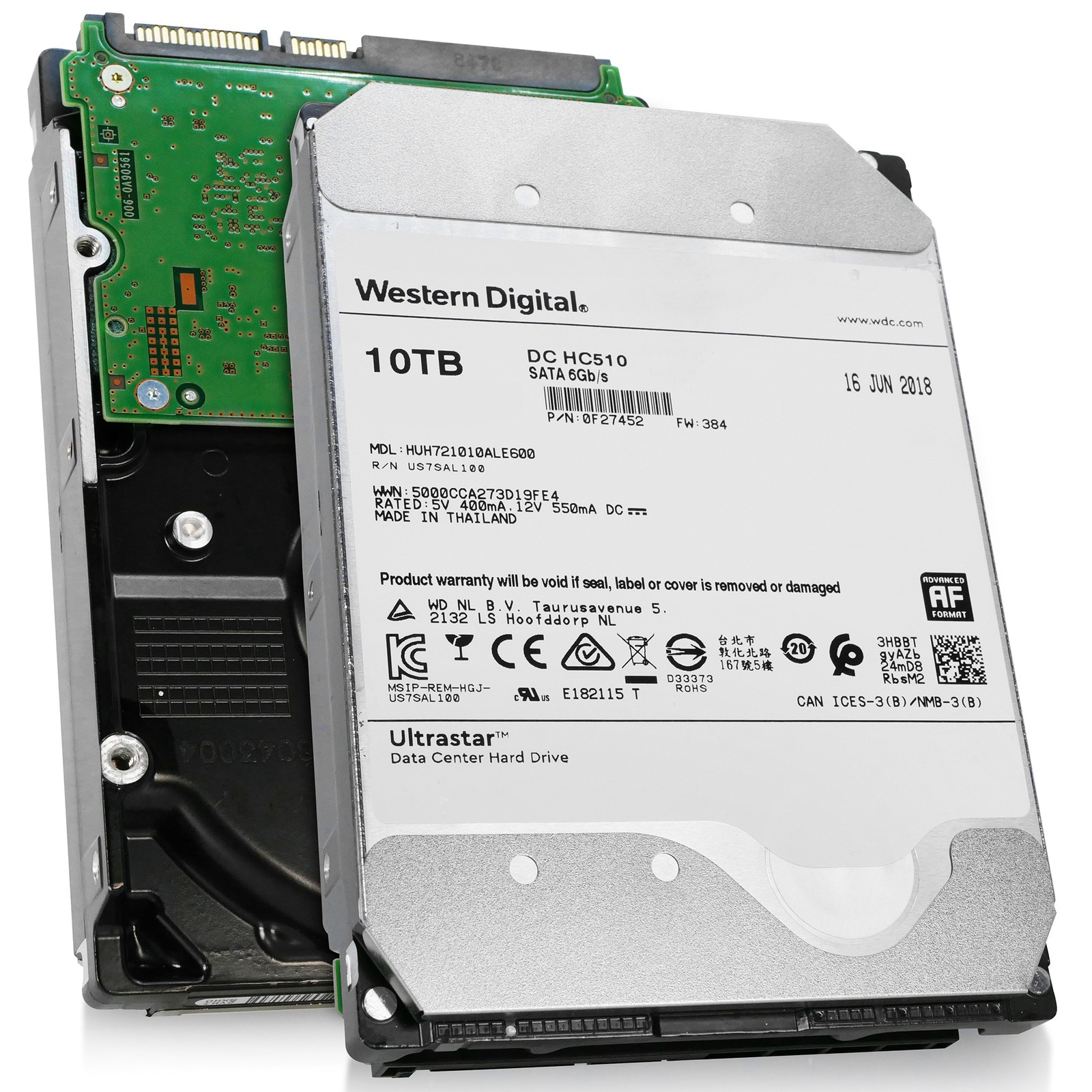 WD Ultrastar DC HC510 10TB HUH721010ALE600 0F27452 7.2K RPM SATA 6Gb/s 3.5" HDD