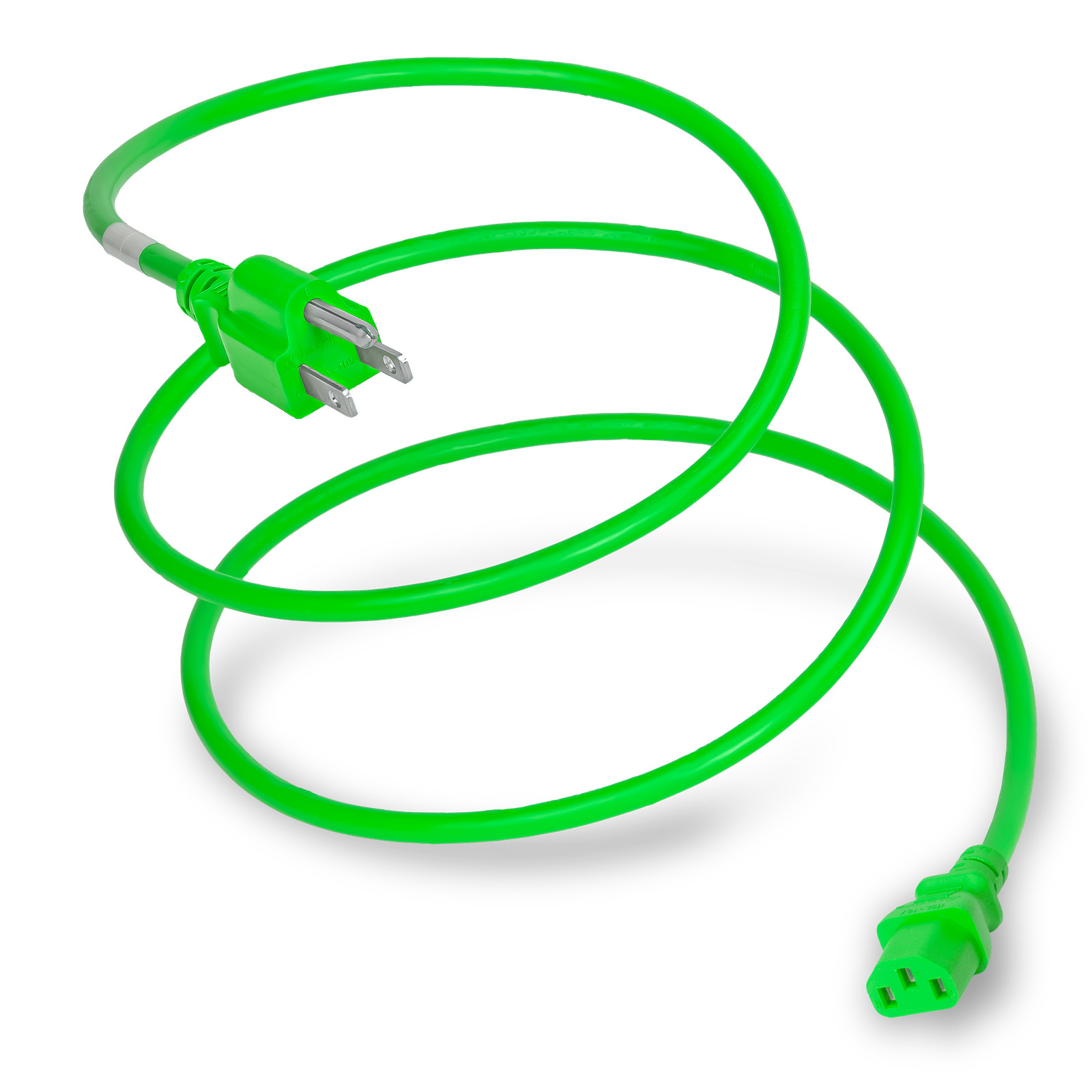 15 Pack of Nema 5-15P to C13 15A 125V 14/3 SJT Power Cord - Green - 3ft