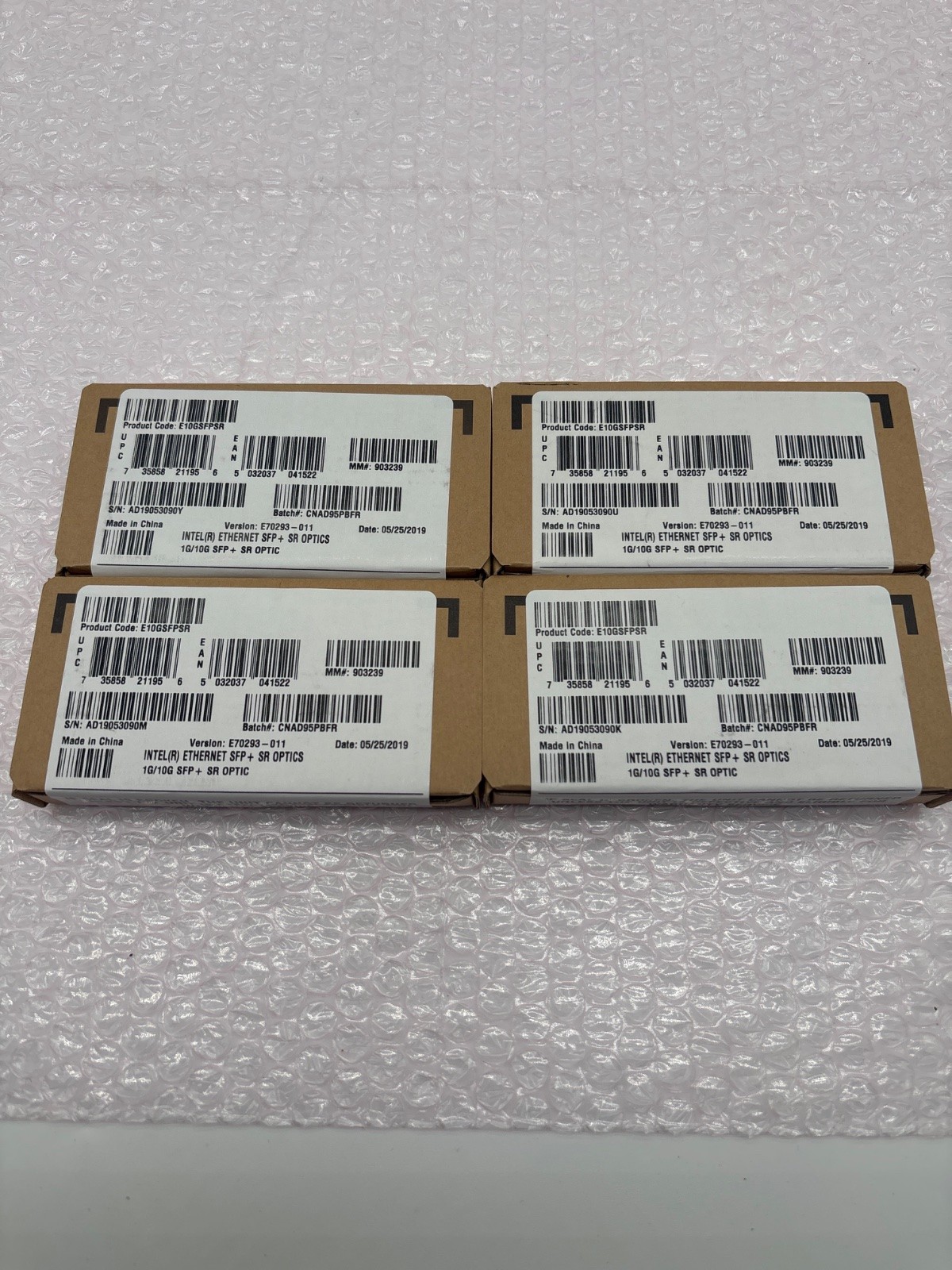 Lot of 4 Intel E10GSFPSR SFP+ SR Optics 10G Ethernet Transceiver NEW Sealed
