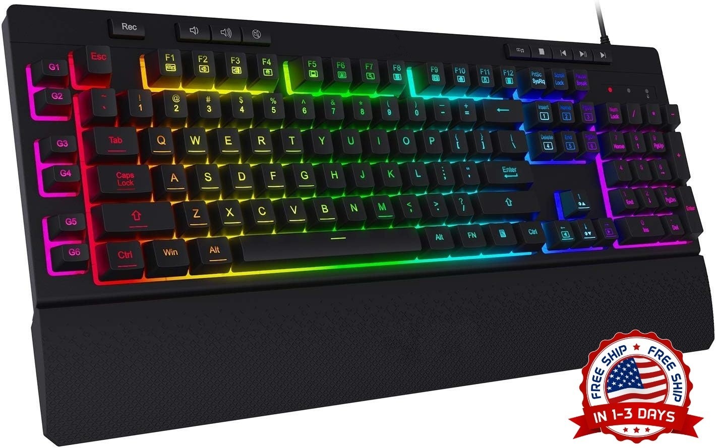 Teclado para juegos de membrana con retroiluminación RGB y teclas multimedia NEW