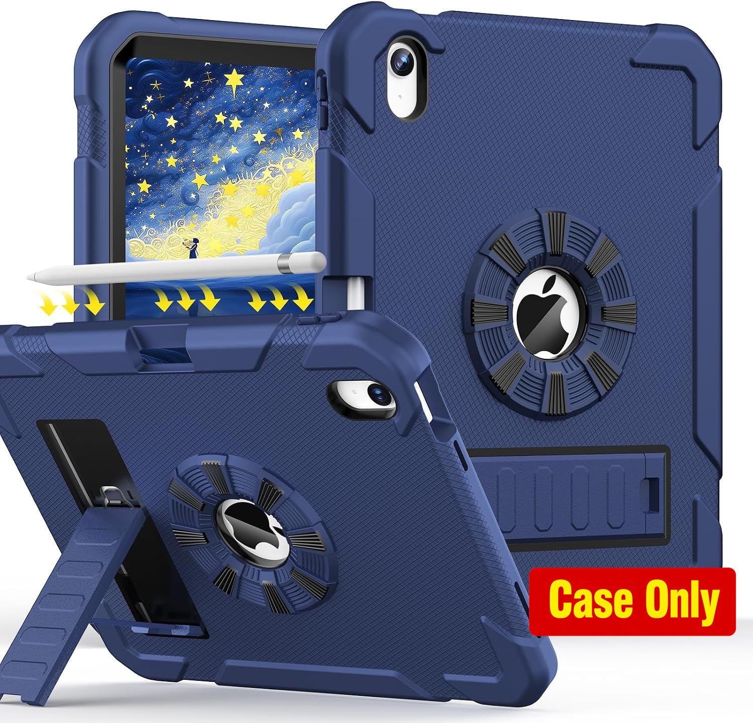 Military Grade Shockproof Cover for iPad A16 11" 2025 with Pencil Holder, Navy