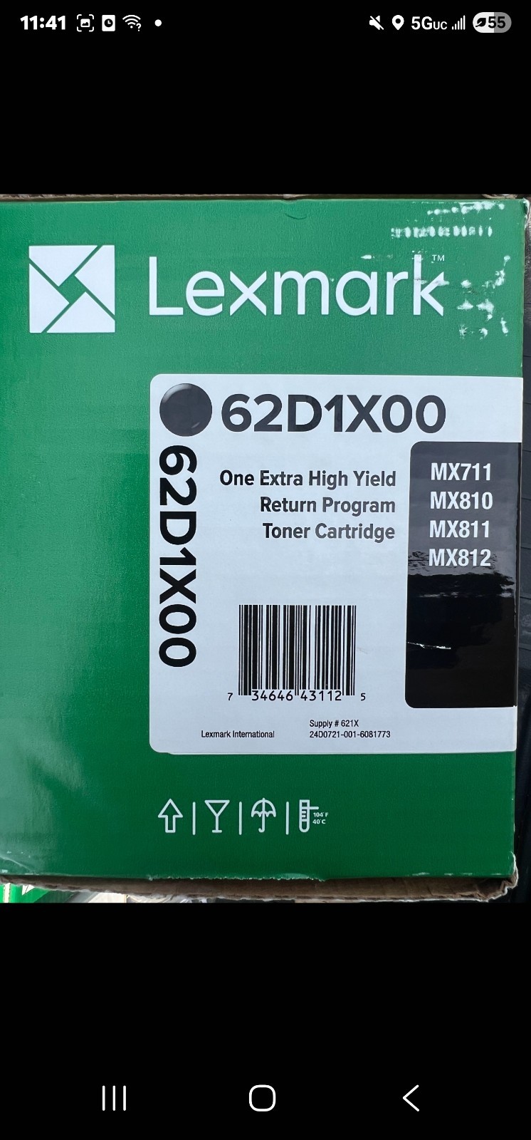 New Lexmark 621X Genuine 62D1X00 Black Toner Cartridge / SEALED BOX
