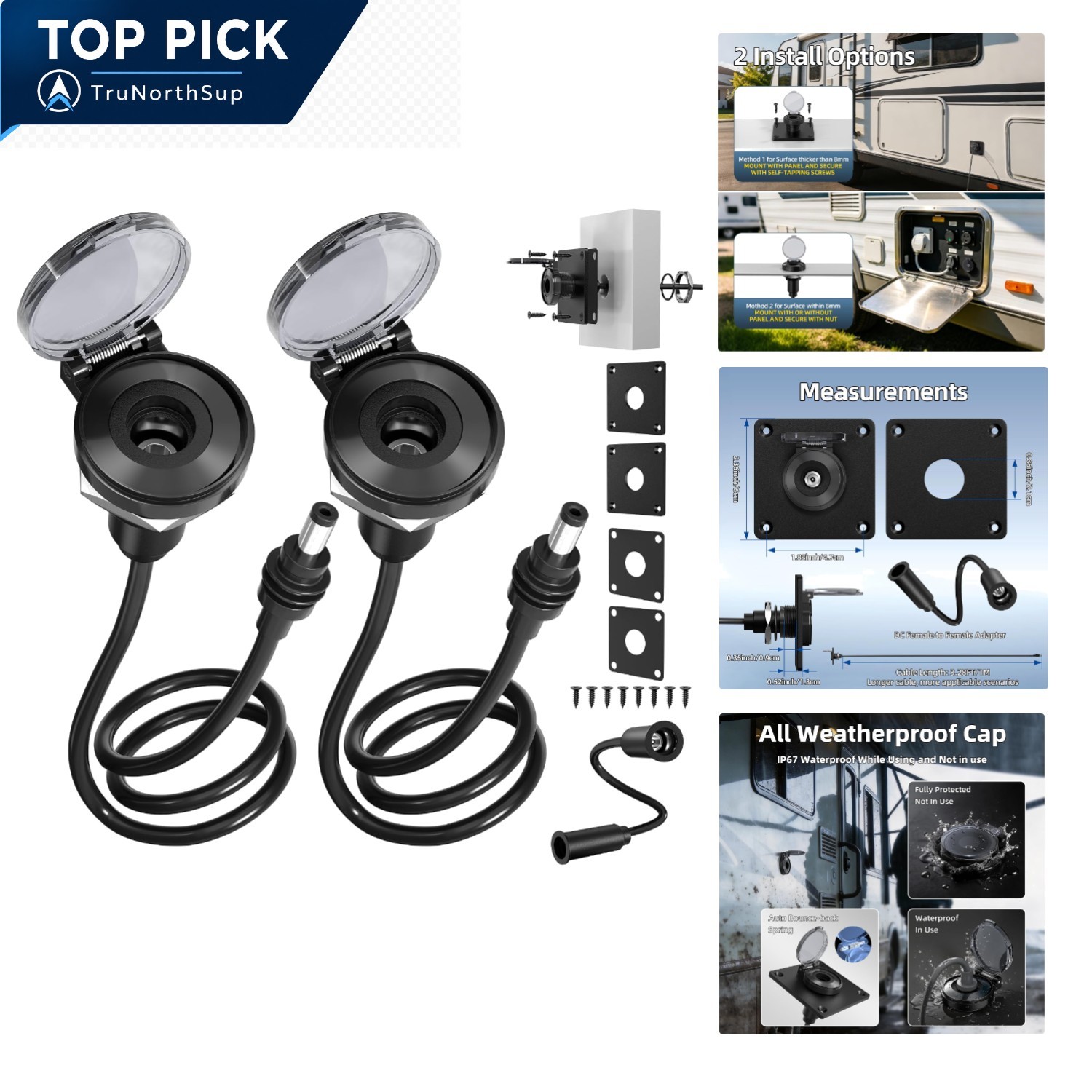 Starlink Mini RV Cable Pass Through Kit Waterproof Panel Mount 2 Pack