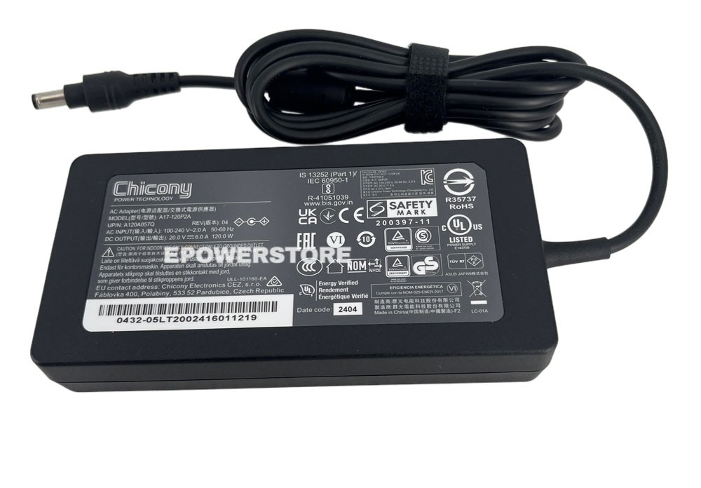 Chicony 20V 120W Power Supply Adapter For Asus NUC 13 Pro NUC13ANKi5 5.5*2.5mm