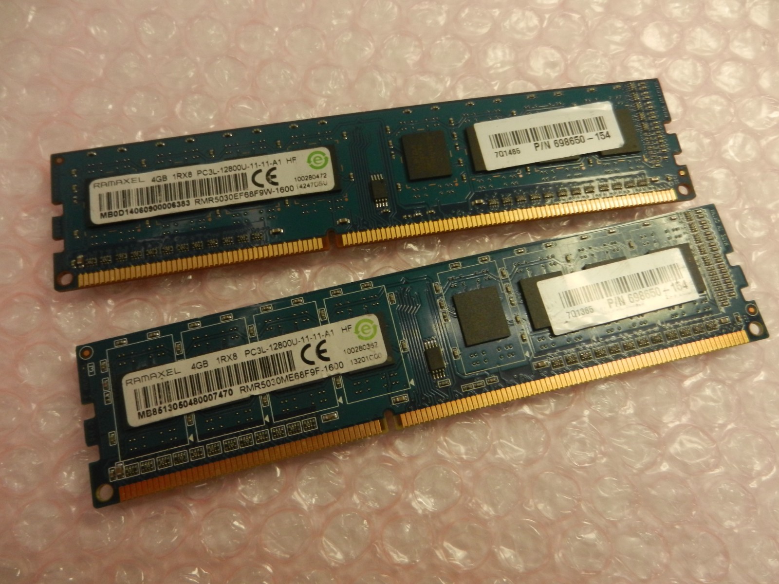8GB - 2X Ramaxel 4GB DDR3 RAM PC3L-12800 1600MHz 1.35V non-ECC DIMM memory chips