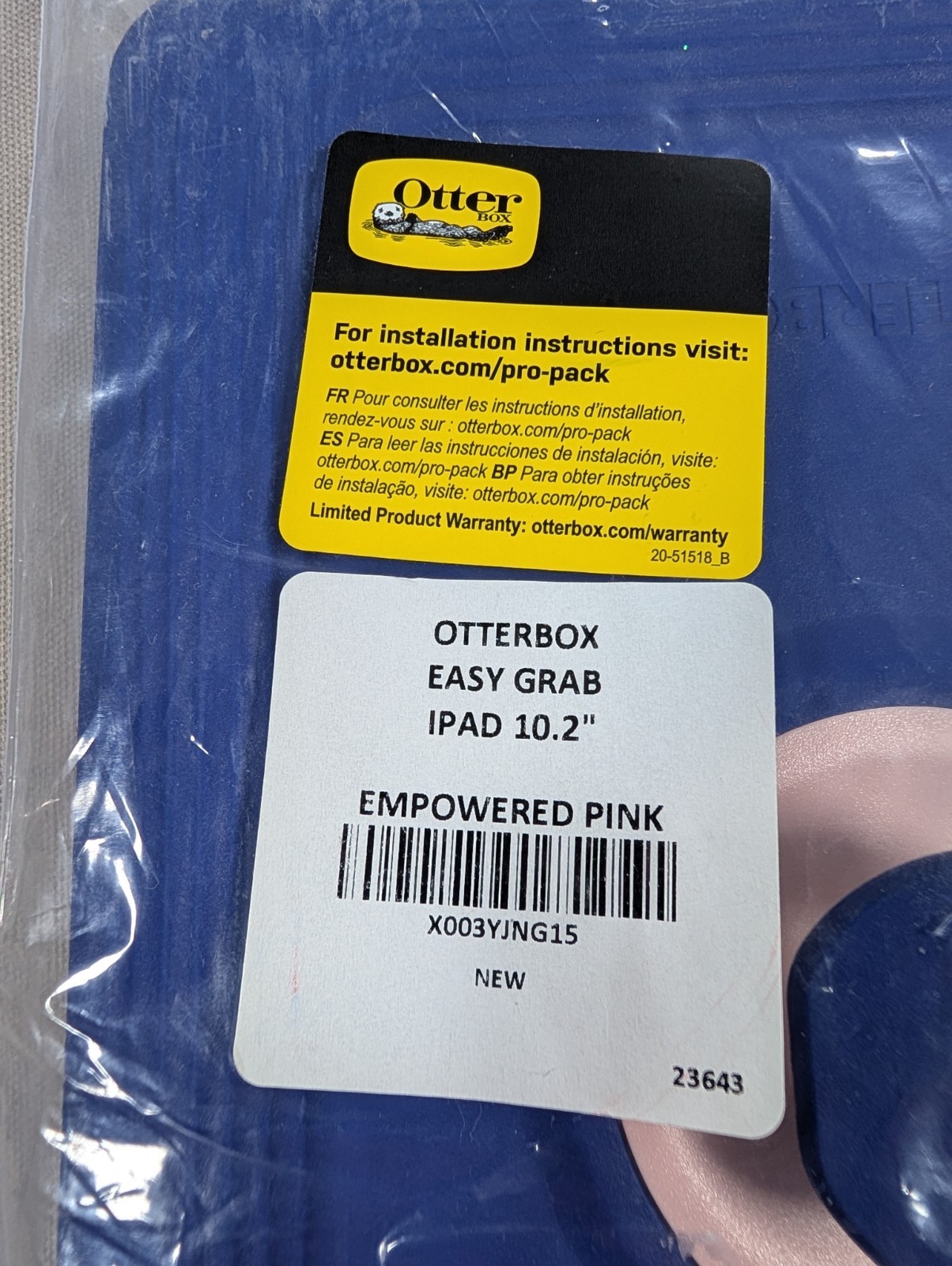 OtterBox EasyGrab Case iPad 10.2" Empowered Pink Blue Open Box