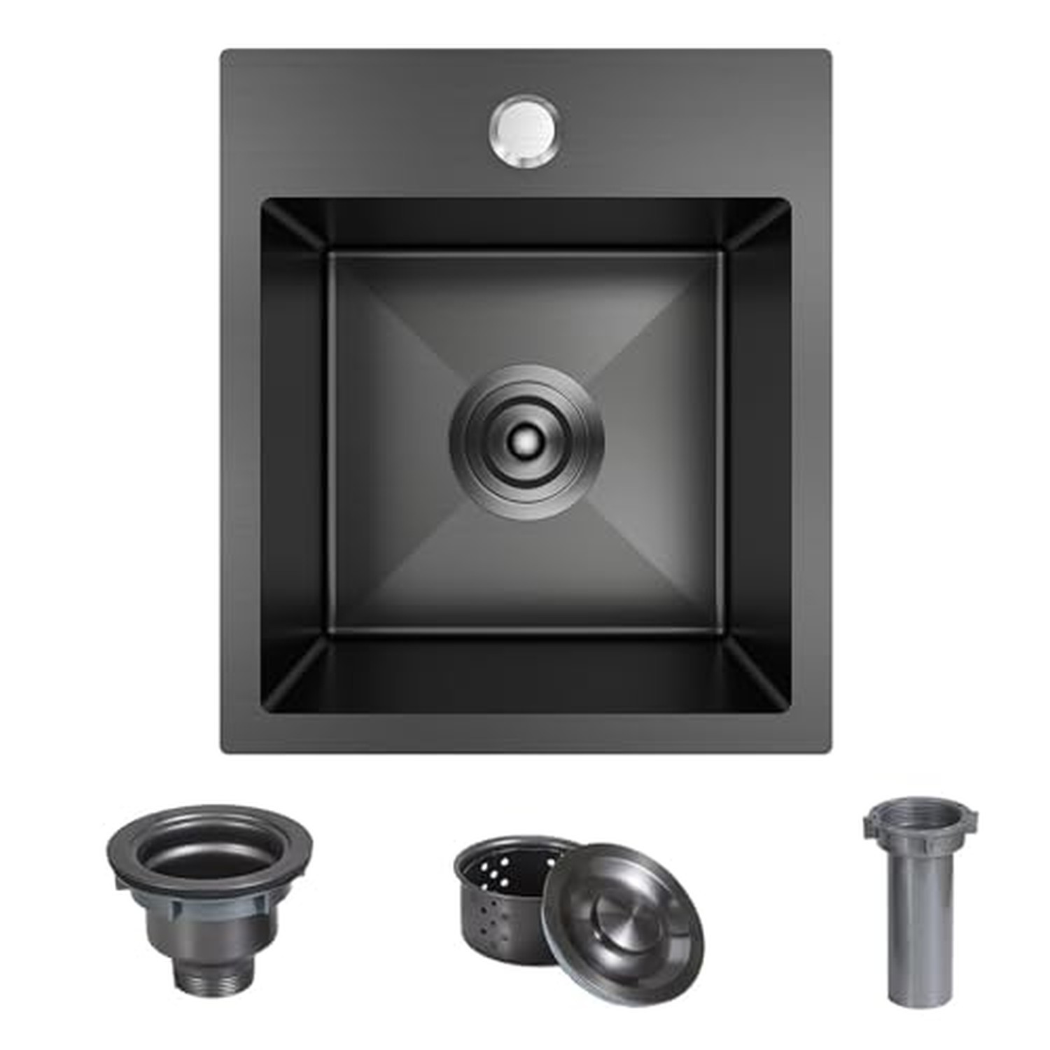 13x15x9 inch Drop in Bar Sink Gunmetal Black 18 Gauge T304 Stainless Steel