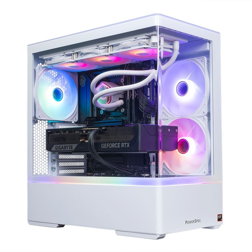 New PowerSpec Gaming PC,AMD Ryzen 9 9950X3D,64GB DDR5 6000,2TB PCIe5,W11P,White