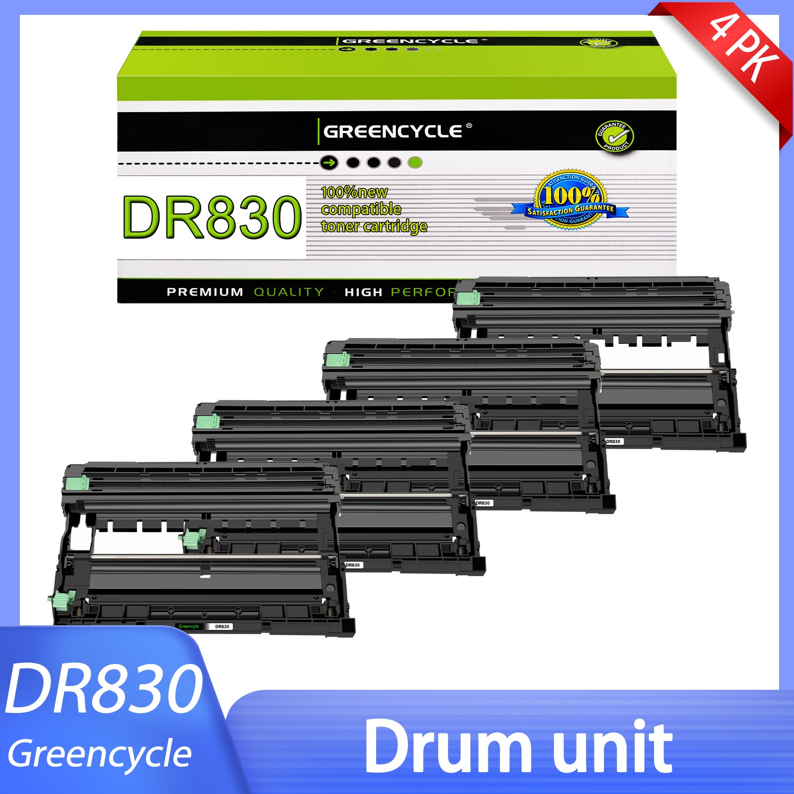 4PK DR830 Drum Unit Replace Black for Brother DCP-L2647DW DCP-L2640DW HL-L2405W