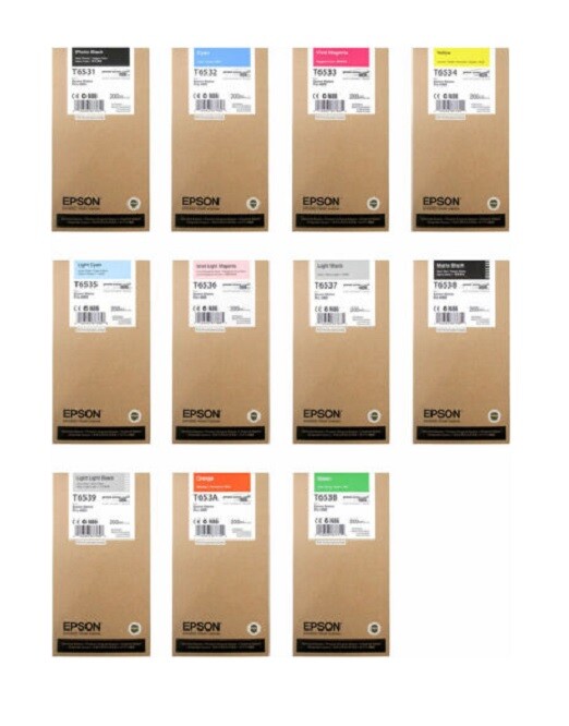 11x Genuine Ink Epson Stylus Pro 4900 200ml Each T6531 -T6539 INK Cartridge LOT