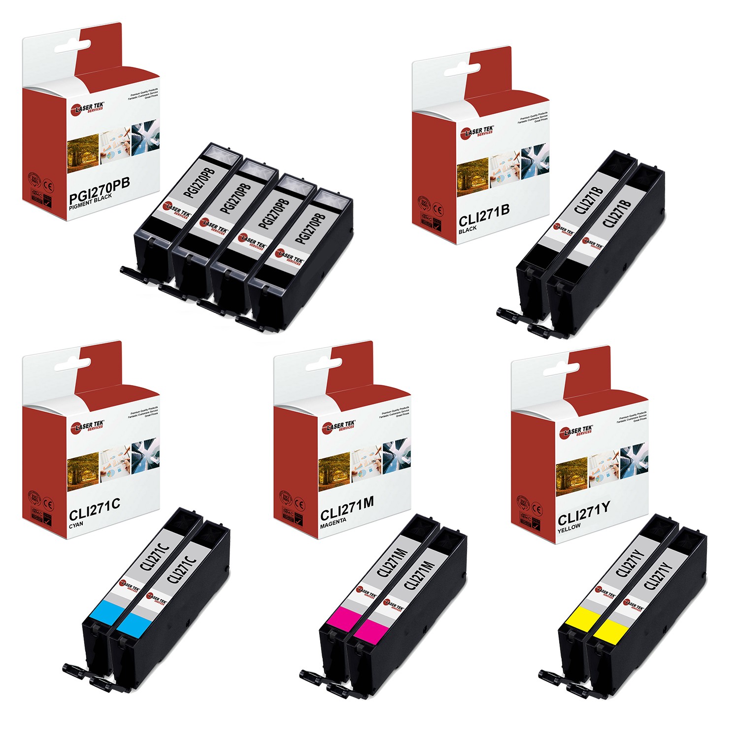 12Pk LTS PGI-270 CLI-271 PB/B/C/M/Y HY Compatible for Canon Pixma MG5720 Ink