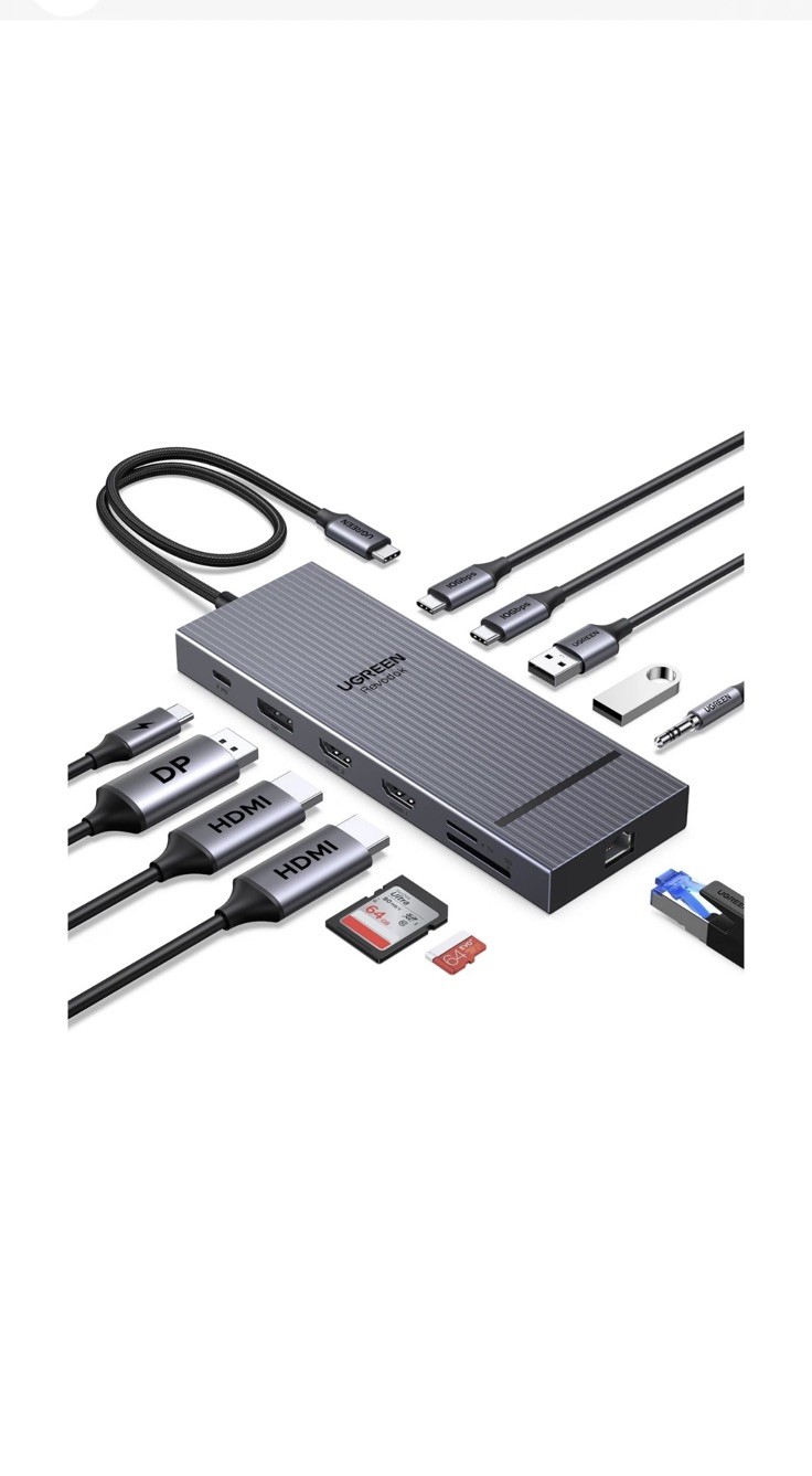 UGREEN 12 in 1 Triple 4K Docking Station with 2 HDMI, DP, 2x10G... USA FAST SHIP