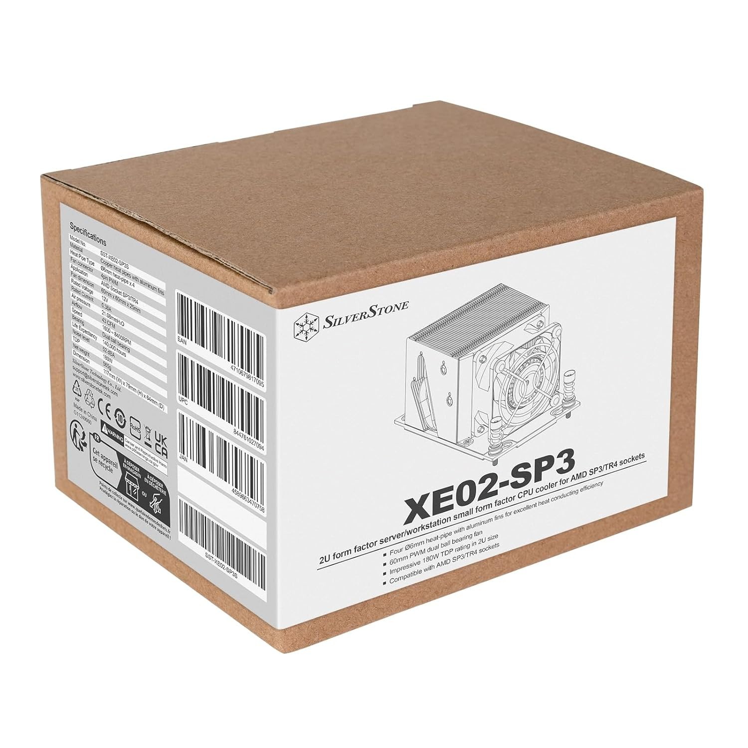 Silverstone SST-XE02-SP3S AMD SP6 SP3 TR4 2U SFF Server CPU Cooler Heatsink NEW