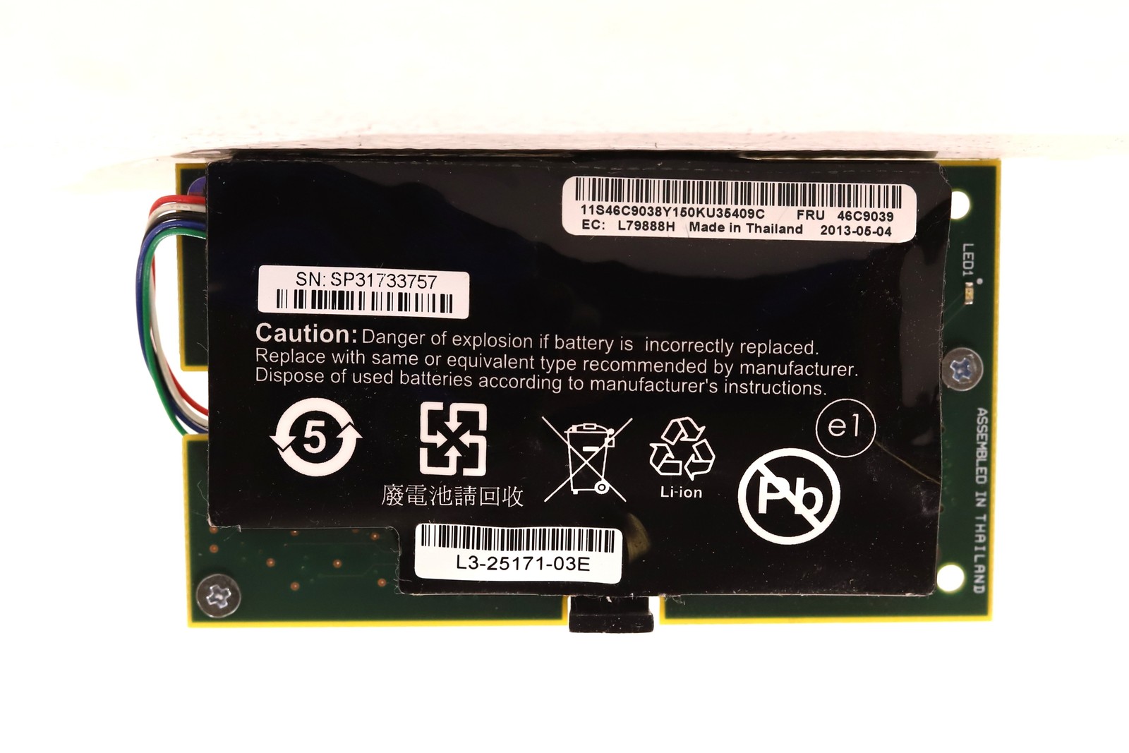 IBM ServeRAID Lithium-Ion (Li-Ion) Battery Pack FRU P/N: 46C9039 Tested Working