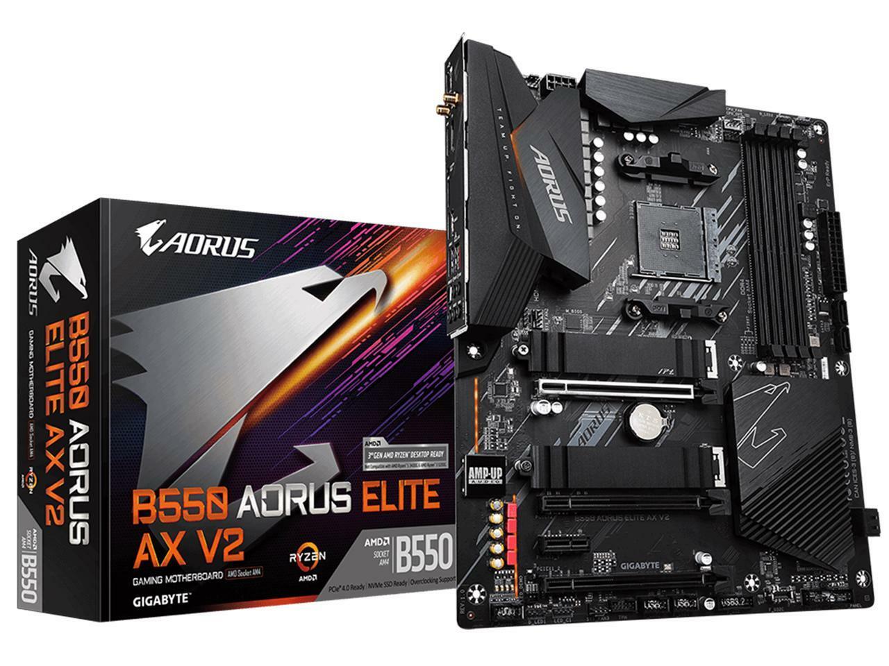 GIGABYTE B550 AORUS ELITE AX V2 AM4 AMD B550 ATX Motherboard w/ Dual M.2 Slots