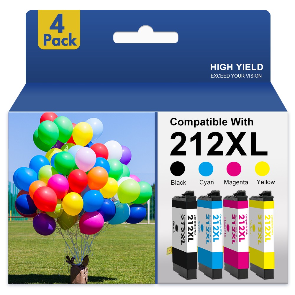 4PK 212XL T212XL Ink Cartridges For Epson WorkForce WF-2830 WF-2850 XP-4100 4105