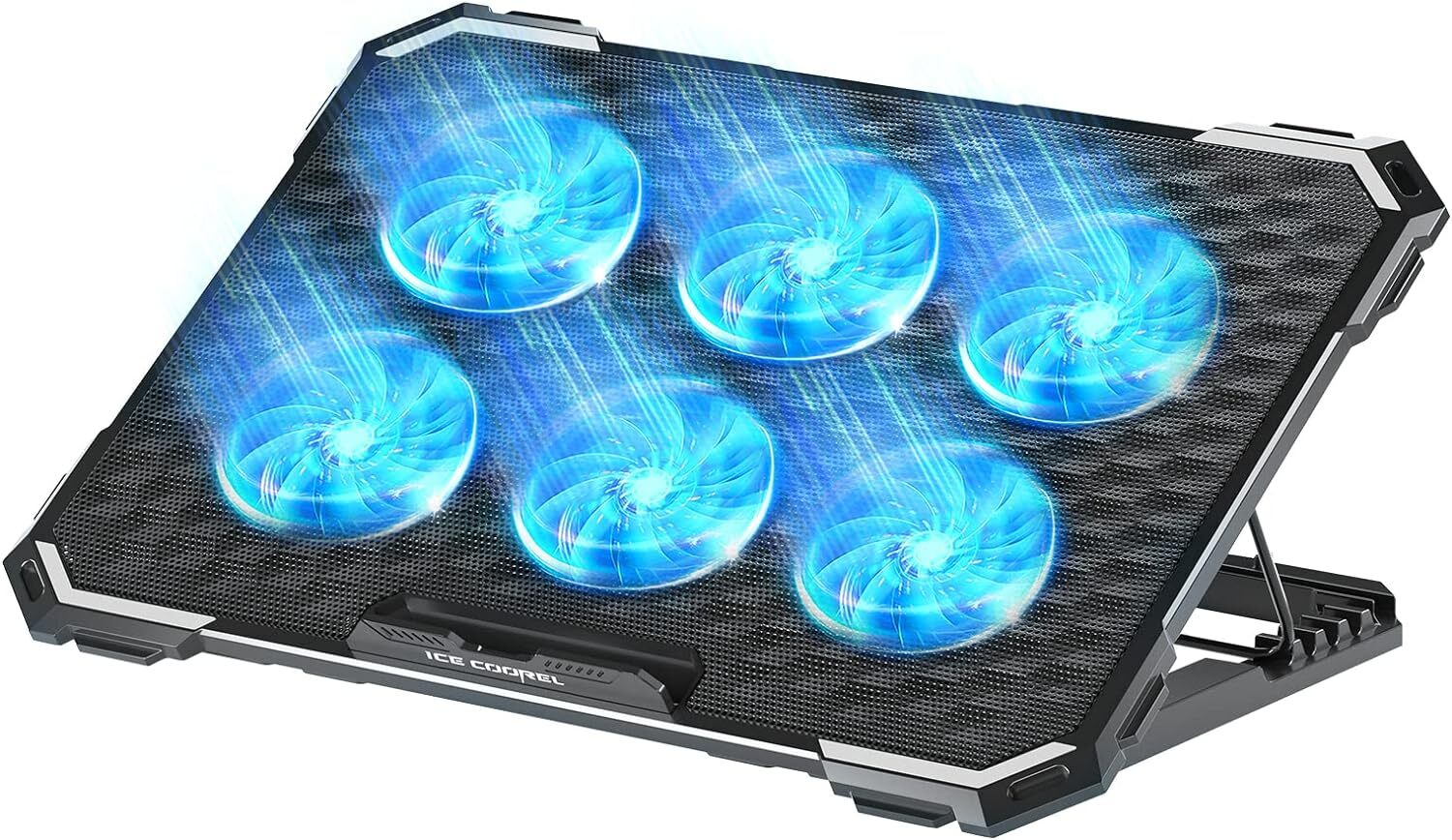 ICE COOREL Laptop Cooling Pad with 6 Fans, 70MM/Fan, RGB+Blue 