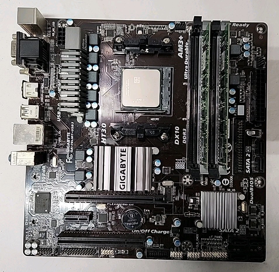 GIGABYTE GA-78LMT-USB3 R5 AM3+ MOTHERBOARD W/ AMD FX-4100 CPU & 8GB RAM