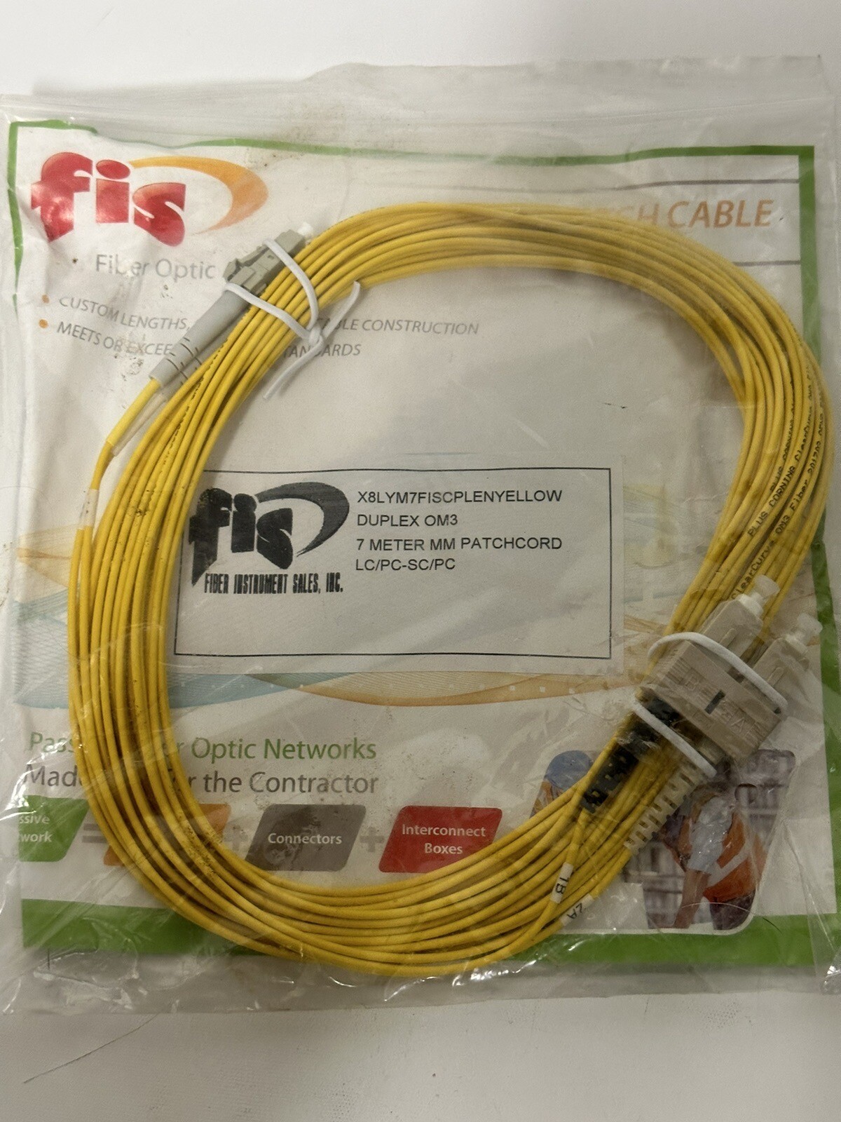 Fiber Instrument Sales (FIS) 7 Meter LC/PC-SC/PC Duplex Fiberoptic PatchCord