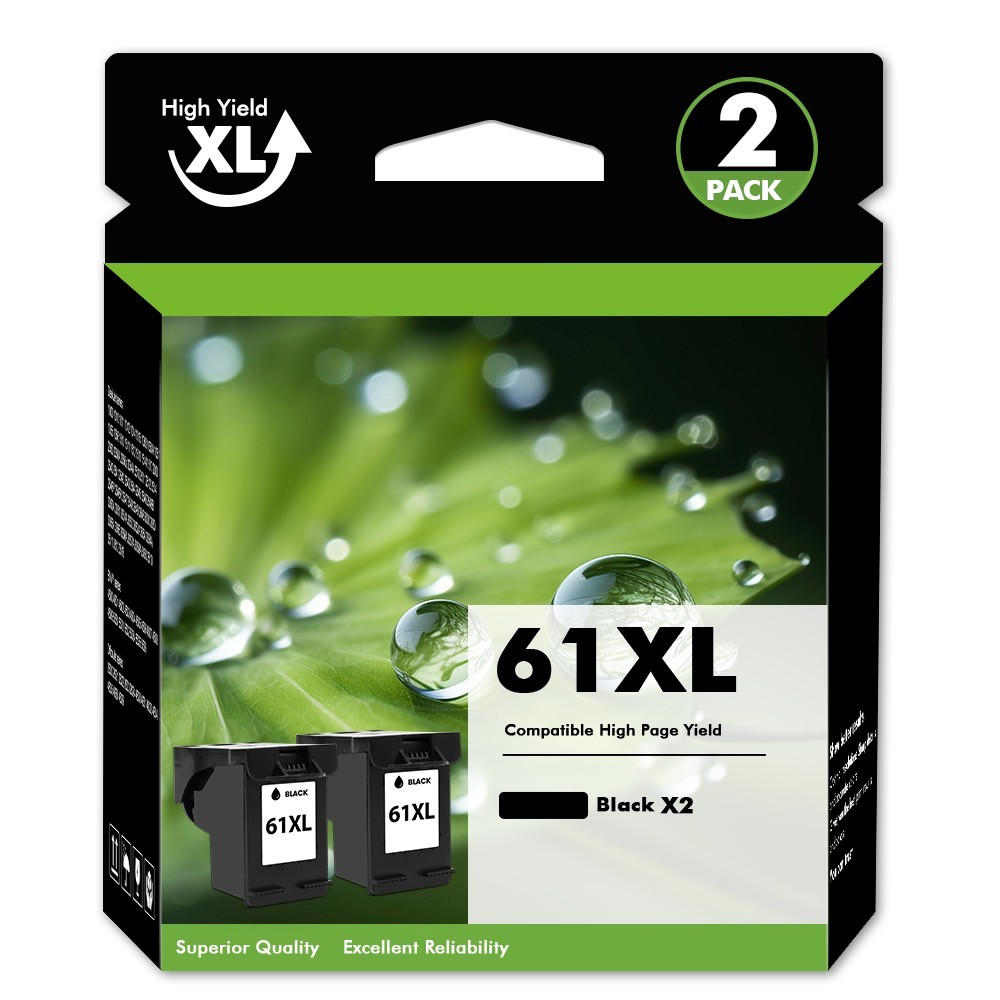 2PK #61 XL Black Ink Cartridge for HP 61 ENVY 4500 4501 4502 4508 5530 5531 5535