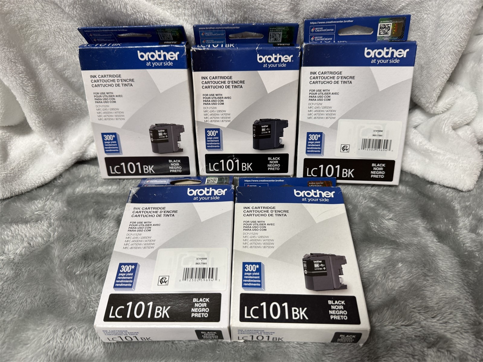 SEALED GENUINE LOT OF 5 BROTHER LC101BK BLACK OEM INK CARTRIDGE