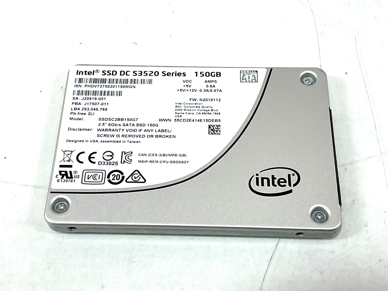 Intel DC S3520 150GB 2.5" SATA 6Gb/s SSD - SSDSC2BB150G701