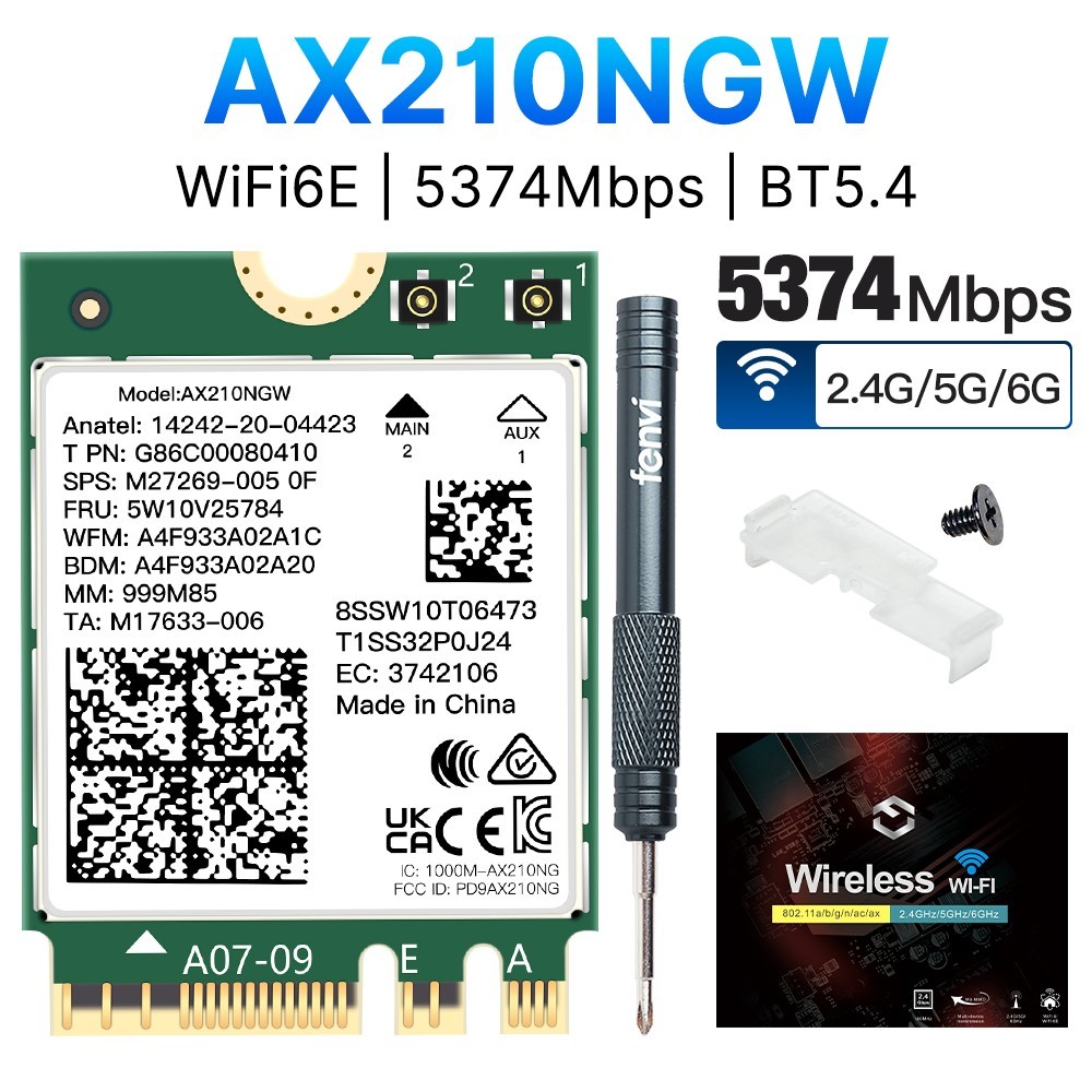M.2 Intel AX210NGW WiFi 6E Laptop Card Tri‑Band 802.11AX BT5.4 NGFF 5400Mbps Lot