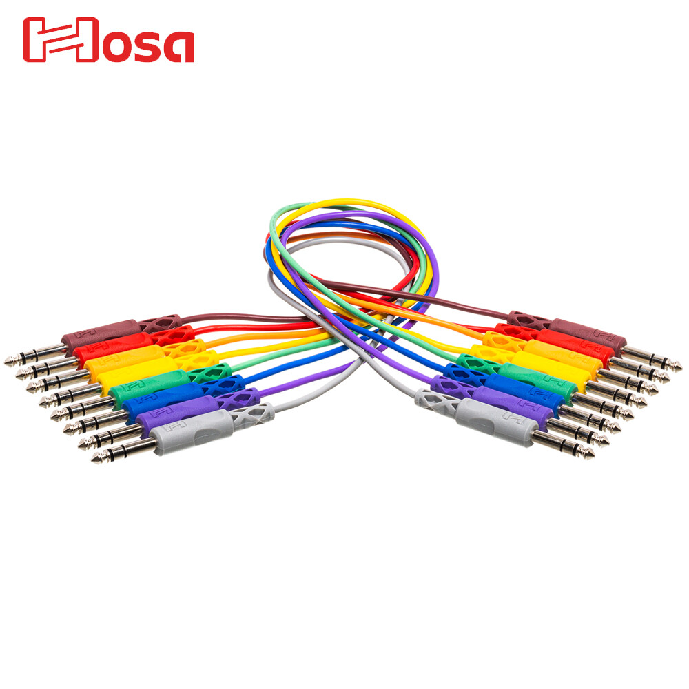 Hosa CSS-830 1FT 24AWG Balanced Patch Cables, 1/4" in TRS to Same 8 Pack 