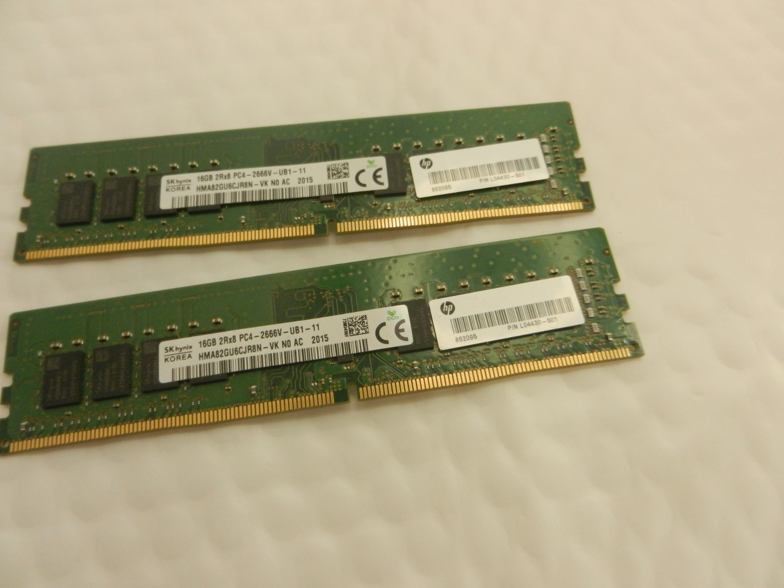 32GB LOT of 2x ( 16GB SK Hynix PC4 DDR4 desktop Memory )  HP P/N: L04430-501