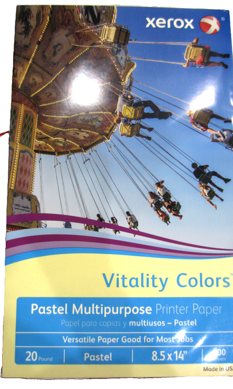 Xerox Multipurpose Pastel Paper, 20-lb, Letter Yelow Color, 500 Sheets 8.5X14..