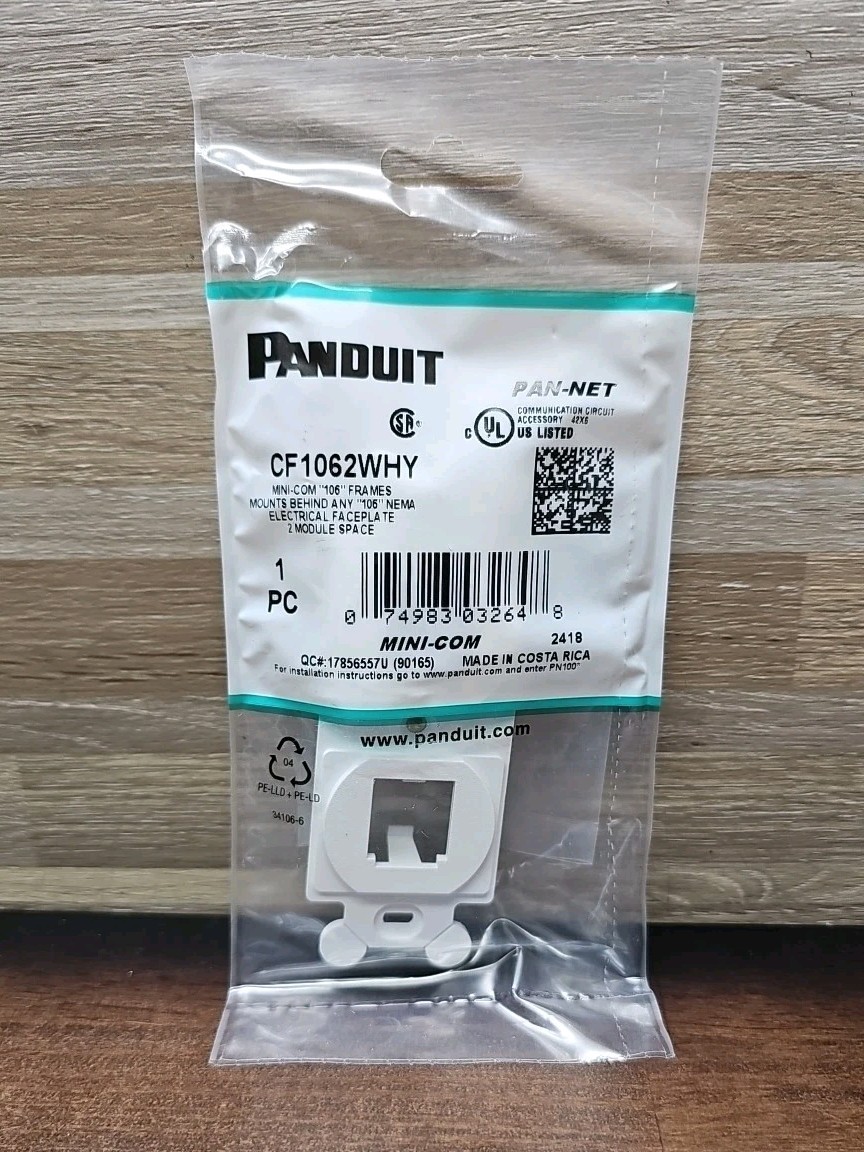 Panduit Cf1062why 106 Module Frame, Mini Com, 2 Port, White