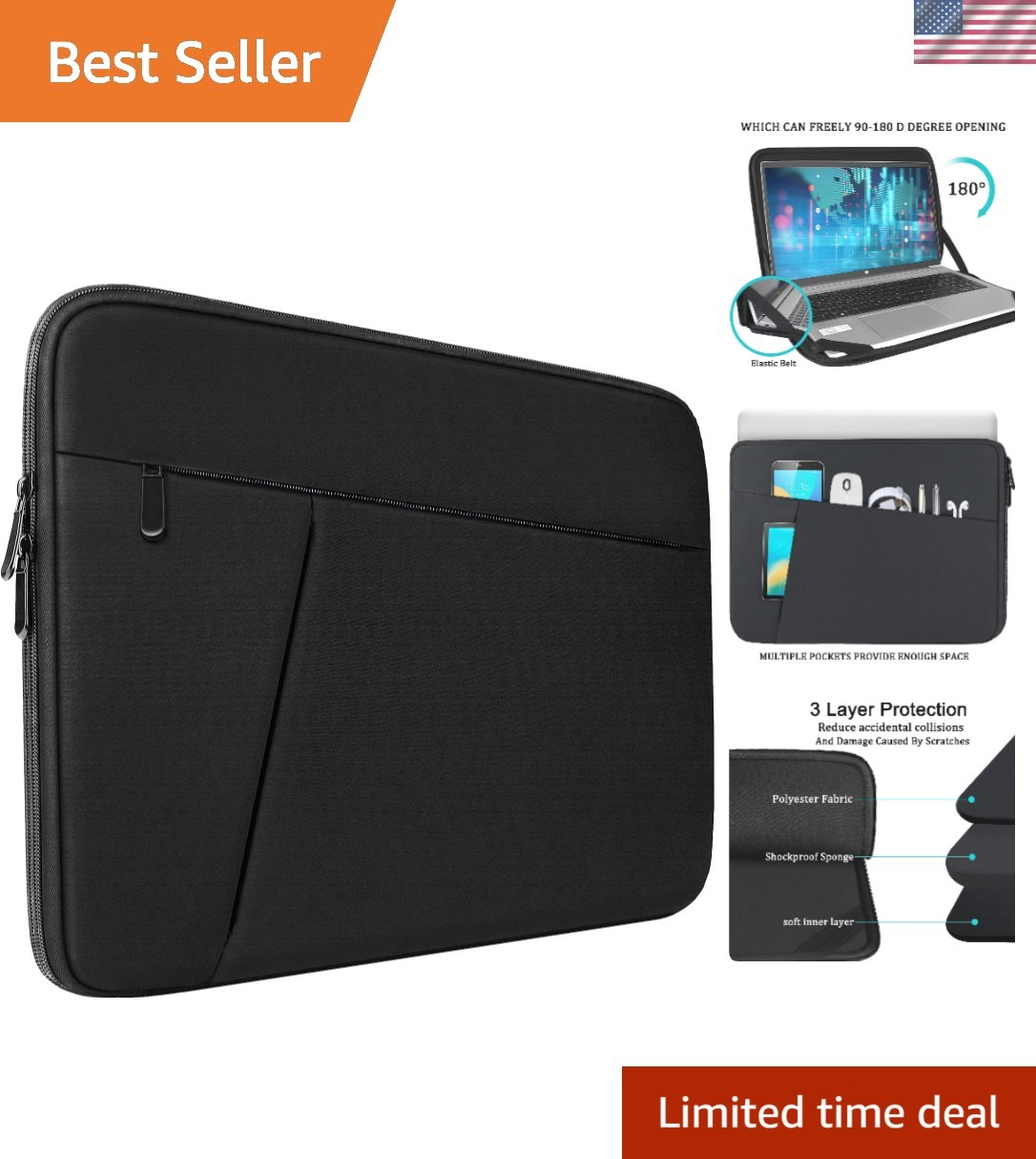 Ultra Slim 15.6 inch Laptop Carrying Case - Stylish, Durable, and Protective