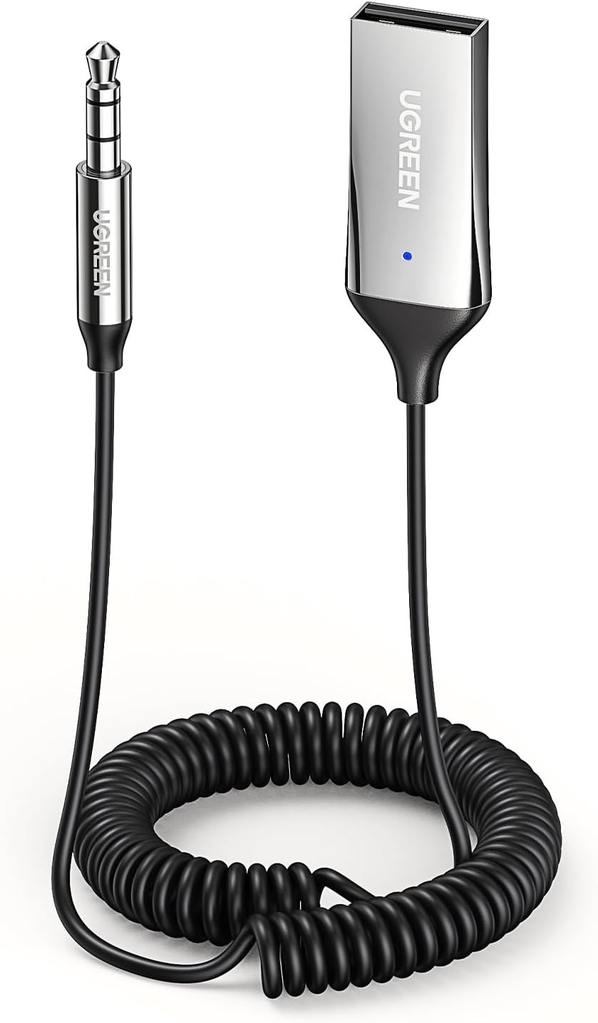 UGREEN Aux to Bluetooth 6.0 Adapter 3.5Mm Bluetooth Receiver for Car USB 2.0