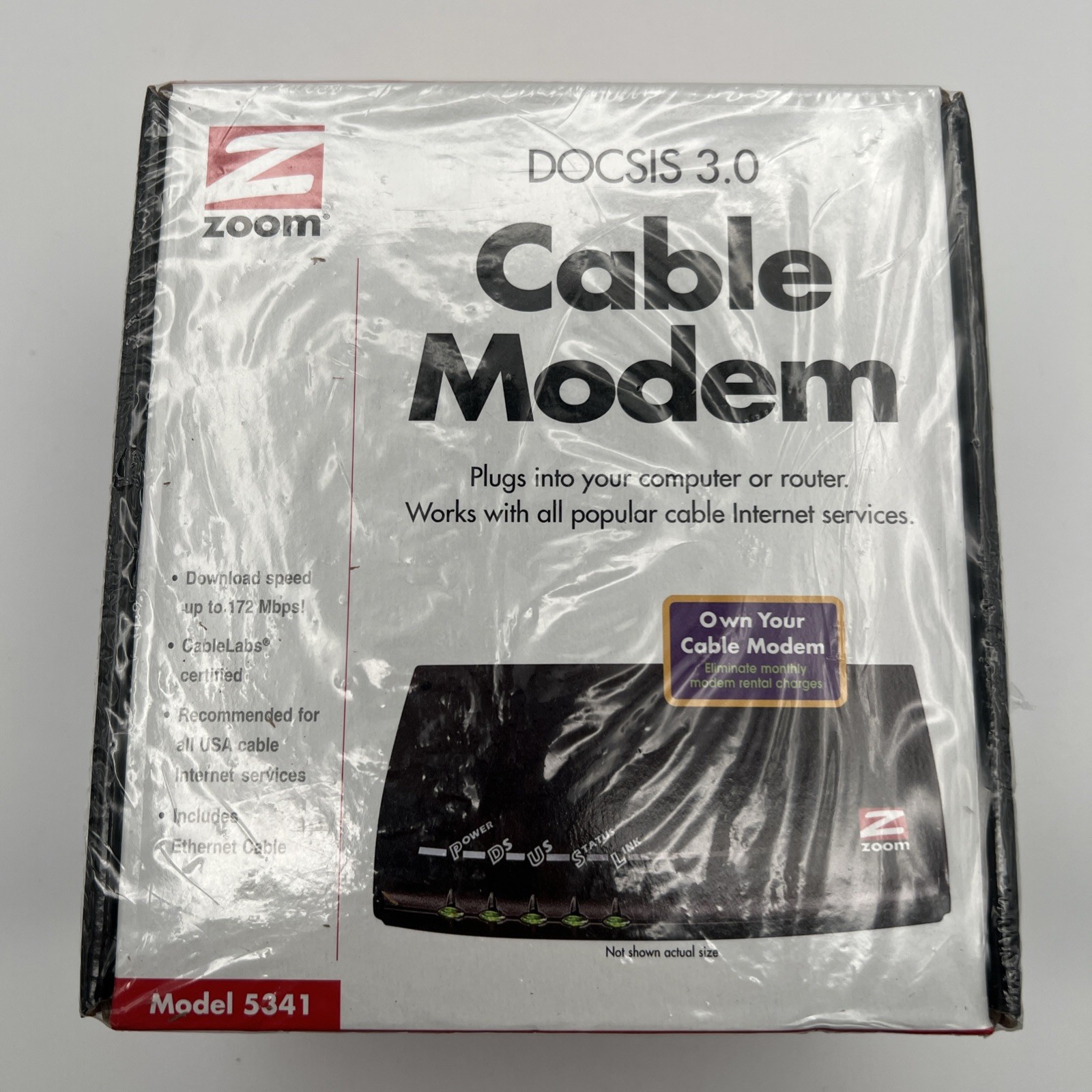 New Sealed Zoom Cable Modem Docsis 3.0 172 Mbps Speed - Model 5341-02-03H