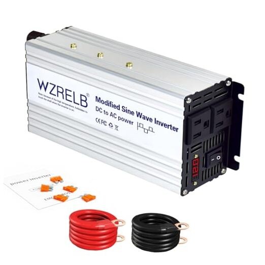 W Power InverterV DC to 110V0V AC,2000W Peak Modified Sine Wave Car 1000 12