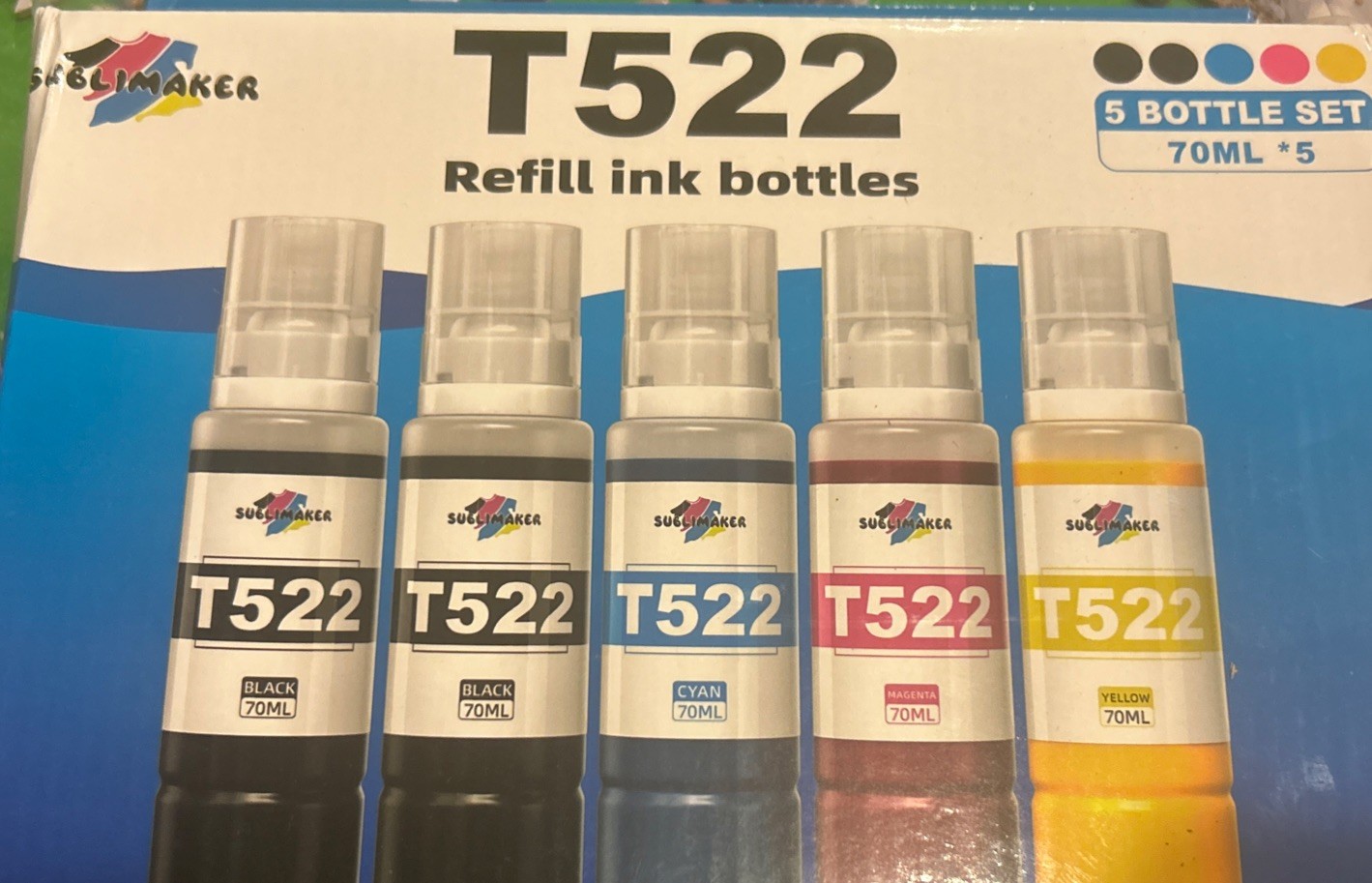 T522 Refill Ink Bottles Sublimated 5 Bottles
