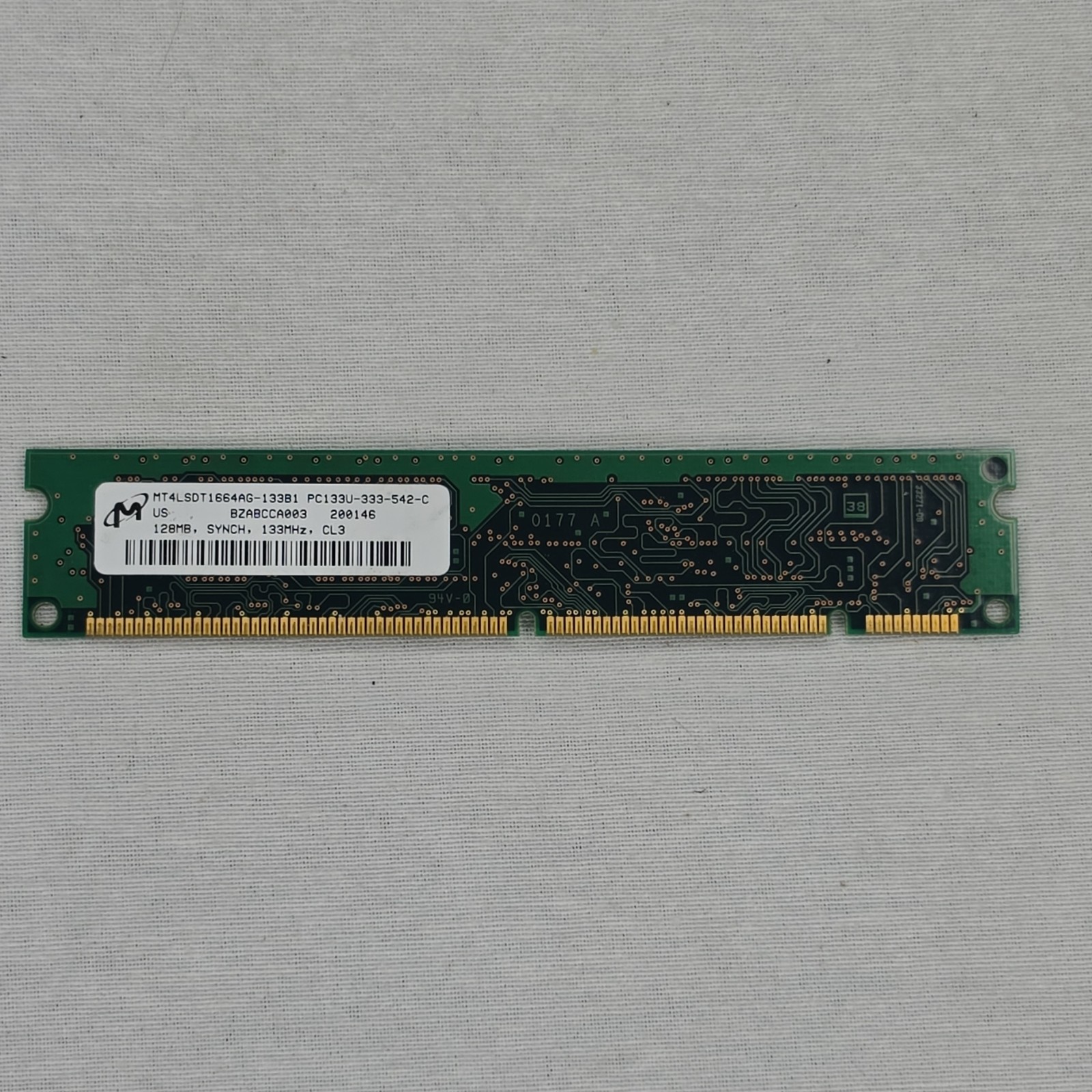 Micron 128MB SDR SDRAM DIMM PC133U-333-542-C 168-Pin 1x128MB Unbuffered