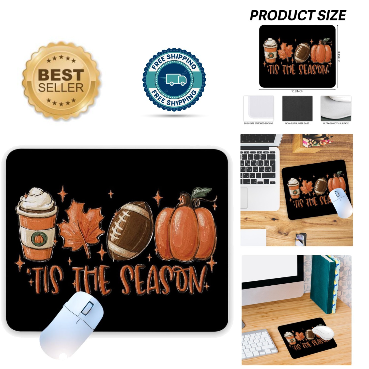 Delightful Fall Mouse Pad - Vibrant and Functional 10.2''x8.3'' for Work or Play