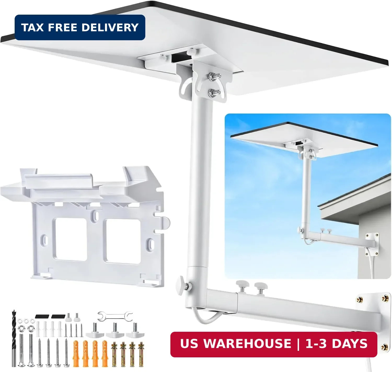 Starlink Mount for Standard 4/4X/Gen 3 with 2-in-1 Router Mount 360° Adjustable