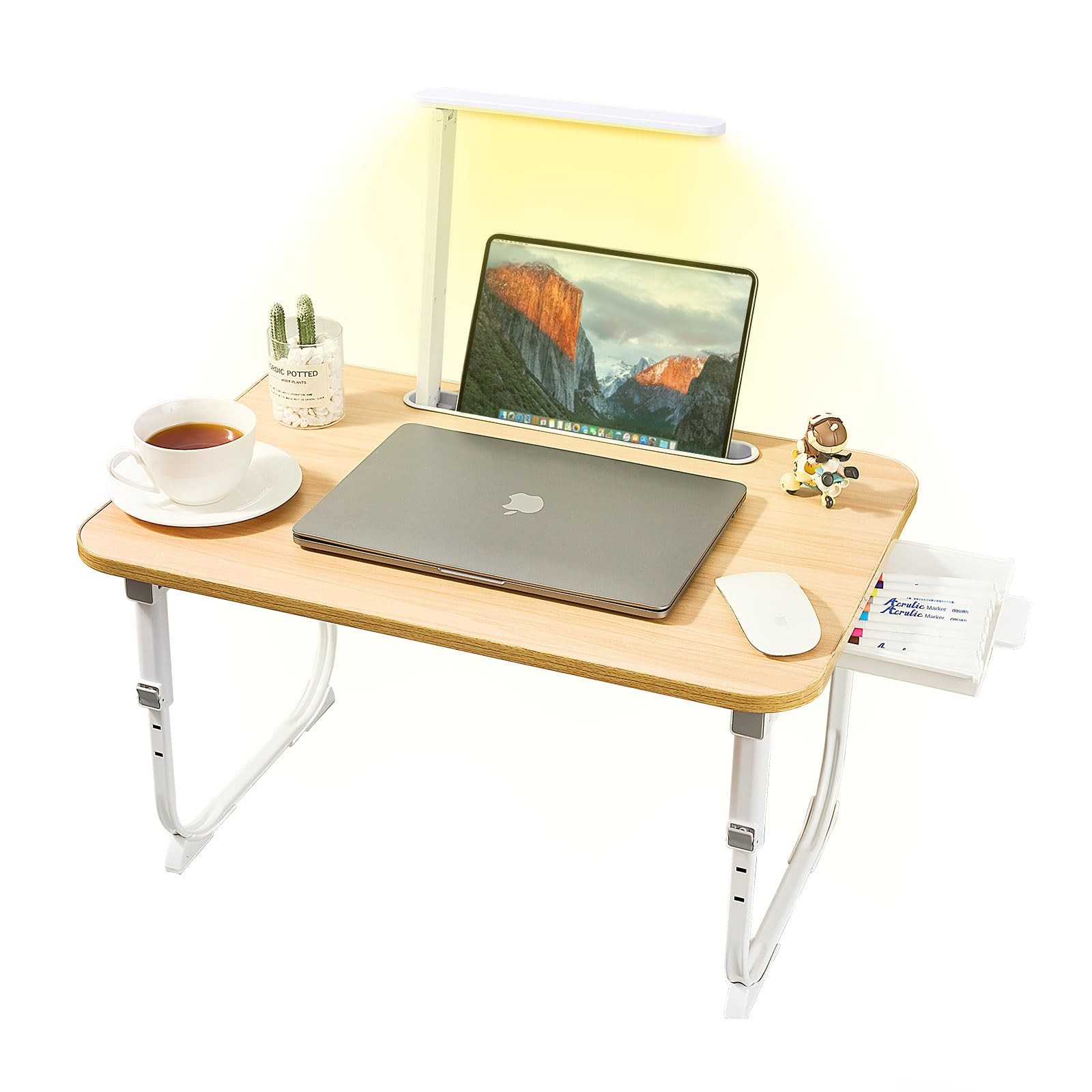 Laptop Desk for Bed Lap Desk with LED Desk Light, Adjustable Tablet Bed Table...