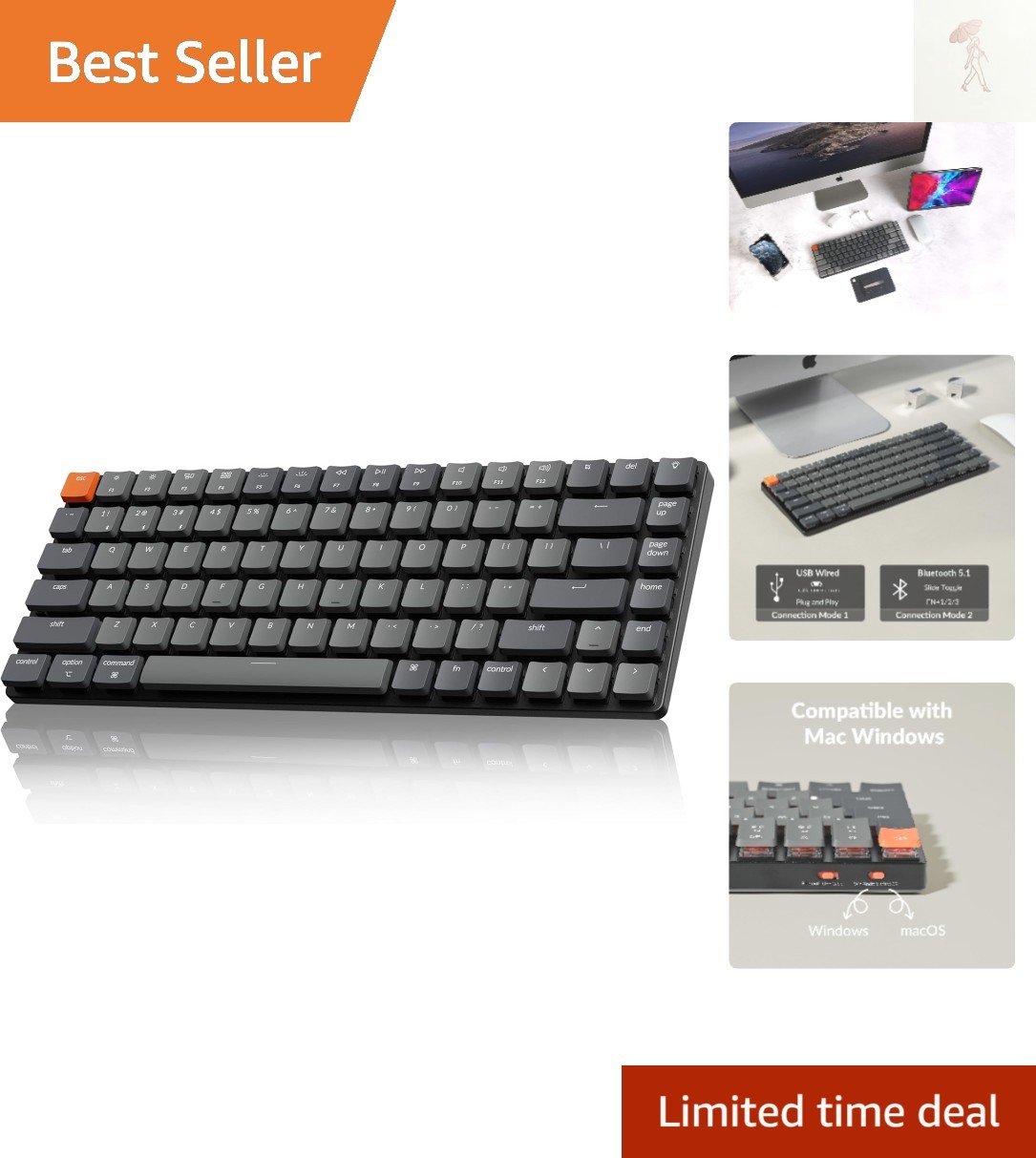 K3 Version 2 QMK 75% Wireless Low-Profile Mechanical Keyboard