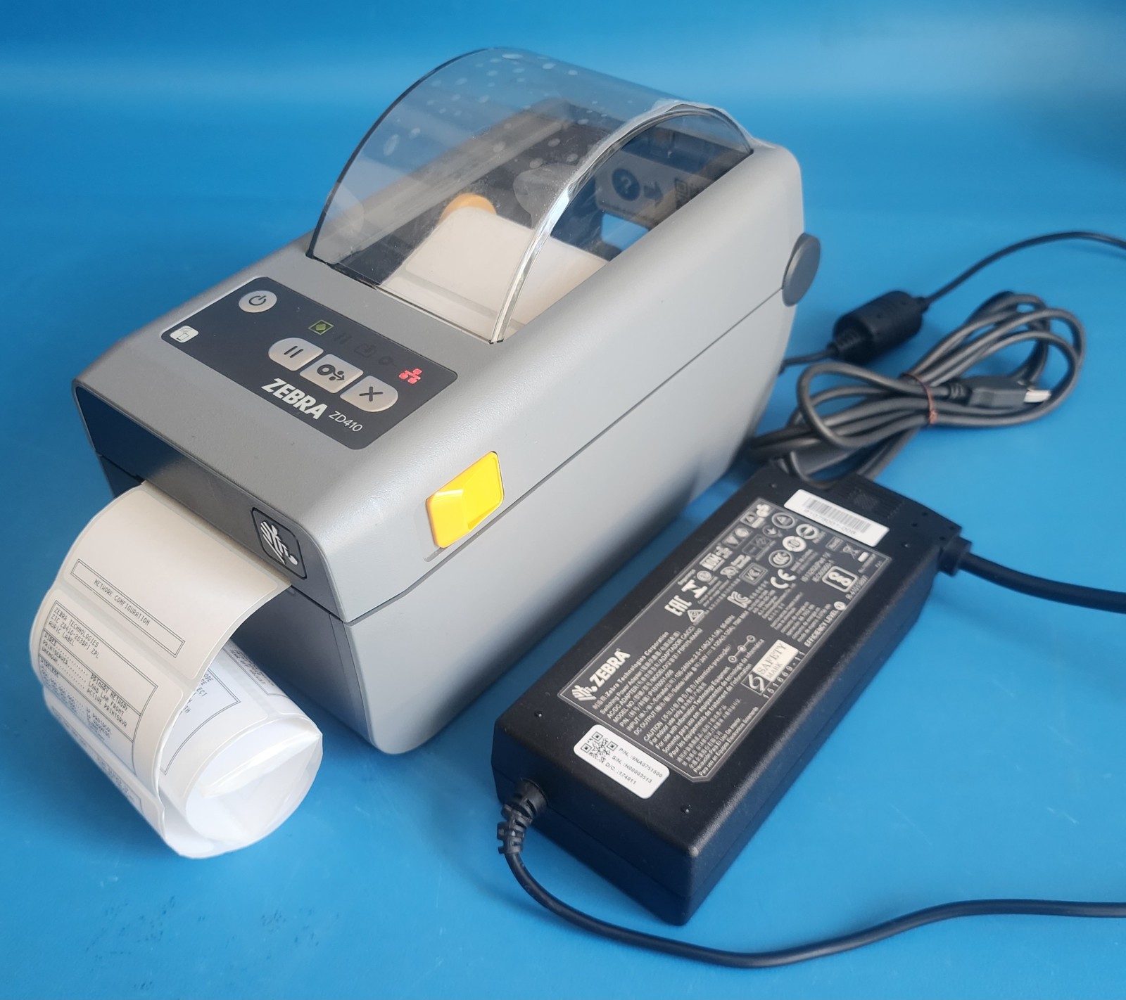 Zebra ZD410 Direct Thermal Label Printer ZD4022-D01W01E USB Bluetooth & Adapter