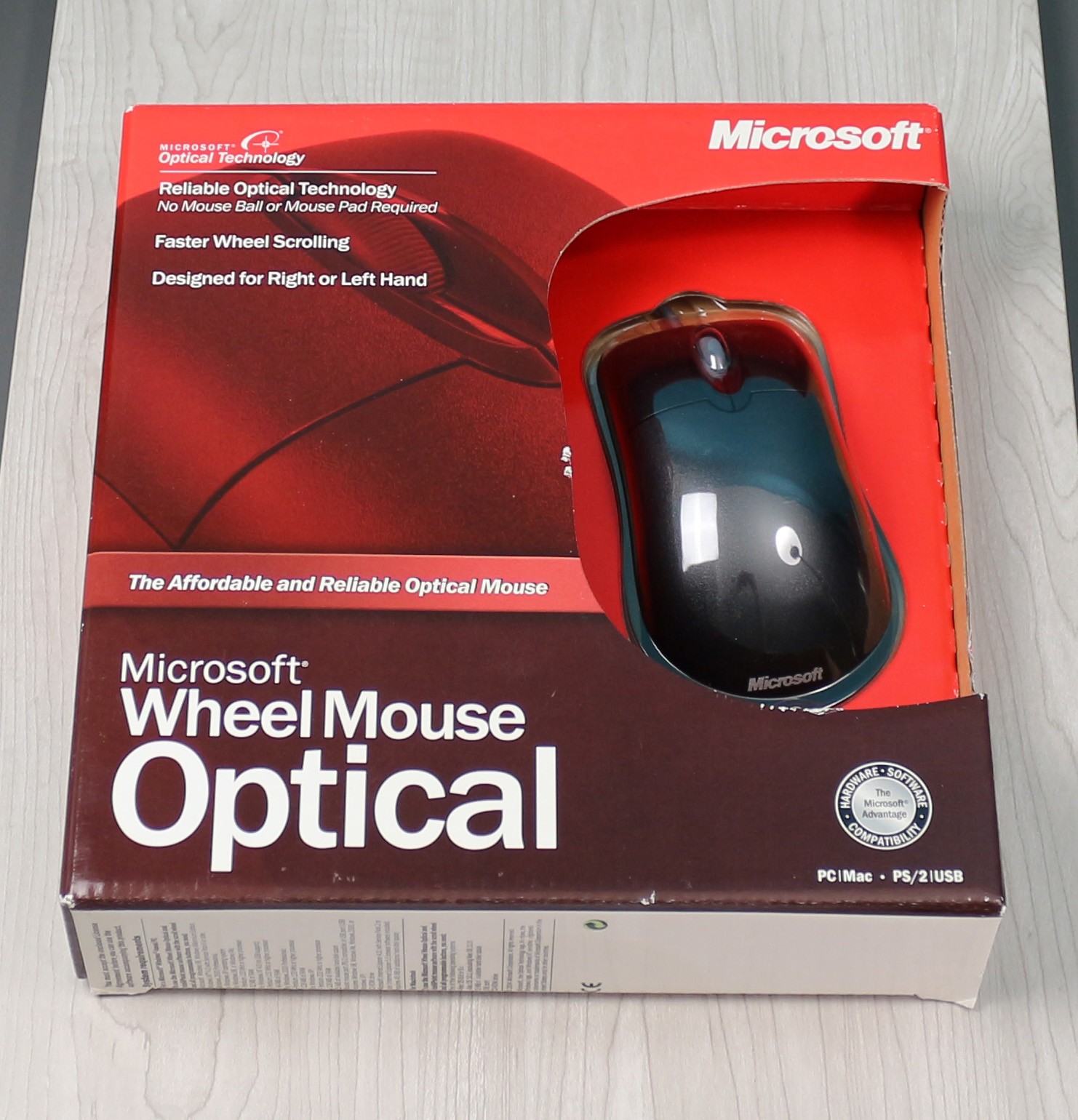 Microsoft Wheel Mouse Optical Black USB PS/2 Wired Mouse - New Old Stock