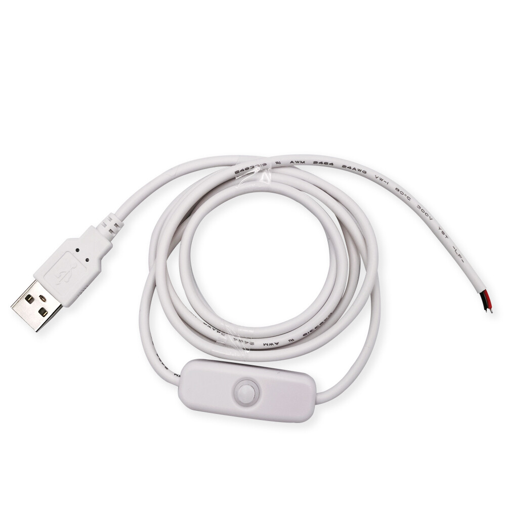 USB Male to DC 2 Pin Wire Push Button On/Off Switch Conversion Cable Cord 1.5M