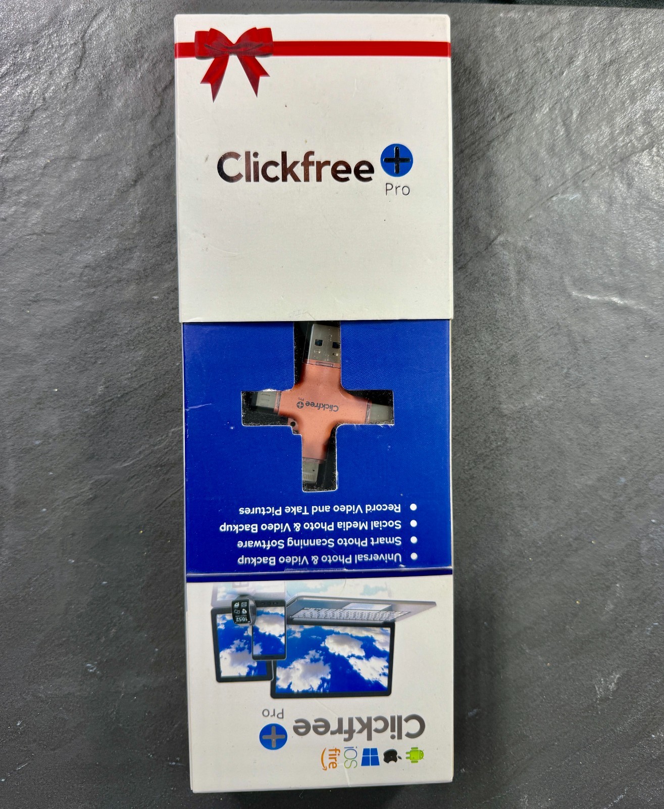 Clickfree Pro 128GB Universal Storage w/Travel Case Video Saver/Rose Gold Pink