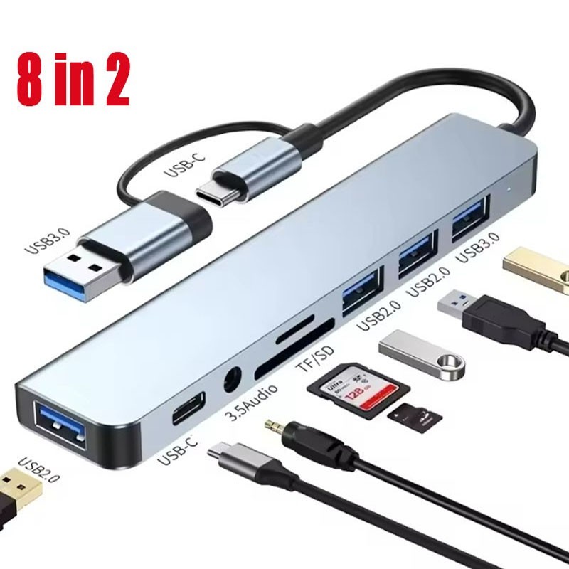 8 Port USB-C Hub Adapter - 5G Speed Multi Splitter for PC, Laptop & MacBook LOT