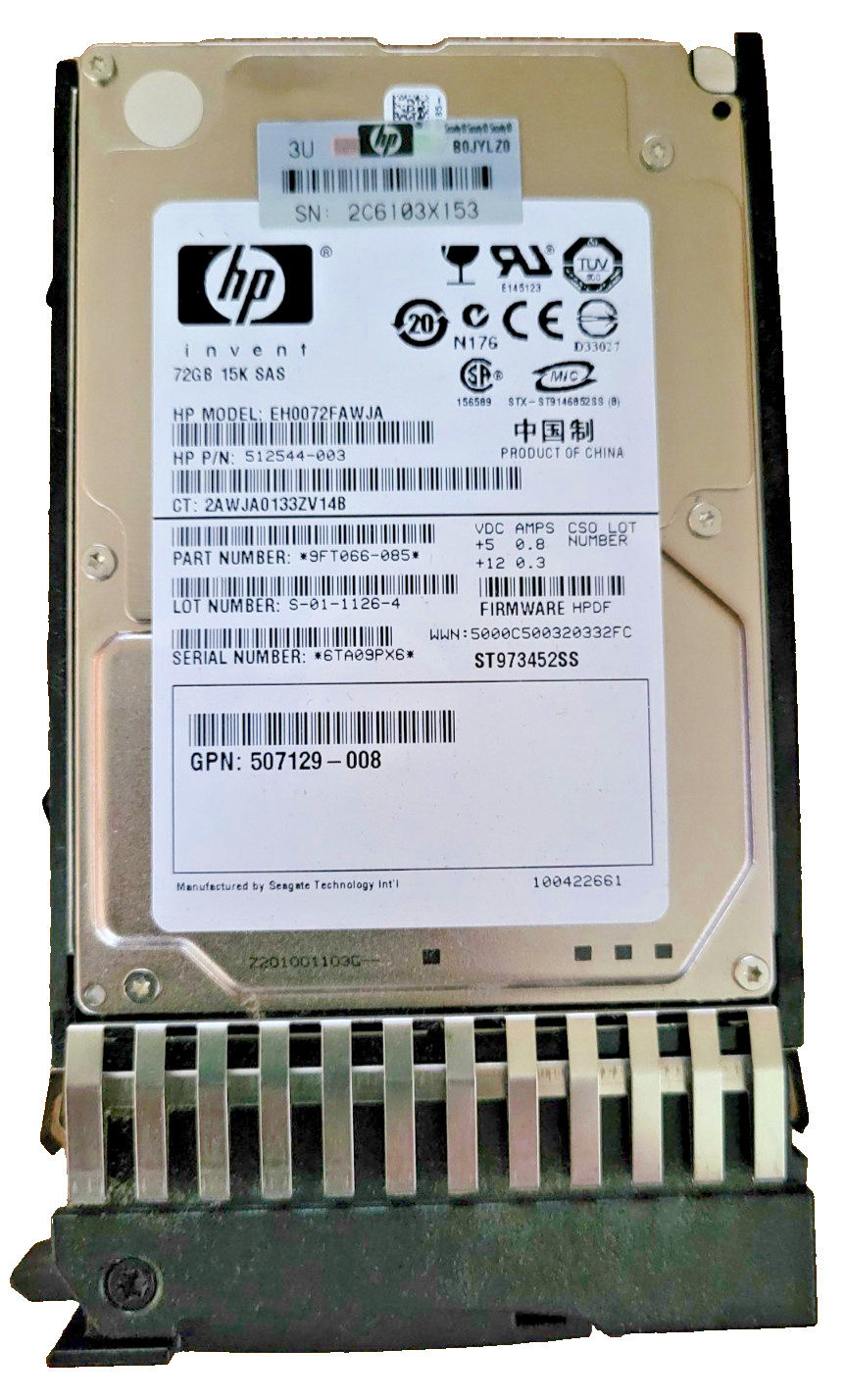 HP EH0072FAWJA 512544-003 2.5" SAS 15K 72GB Hard Drive 