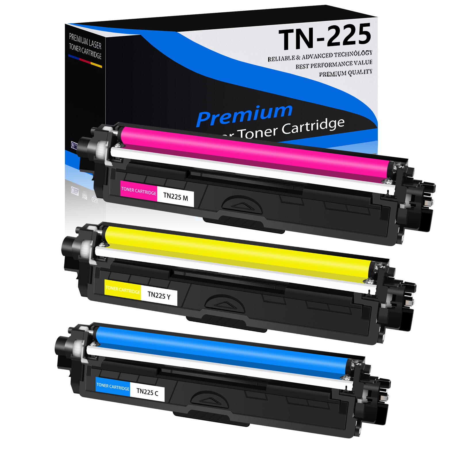 3PK High Yield TN225 C/Y/M Color Sets Toner Cartridge for Brother MFC-9330CDW