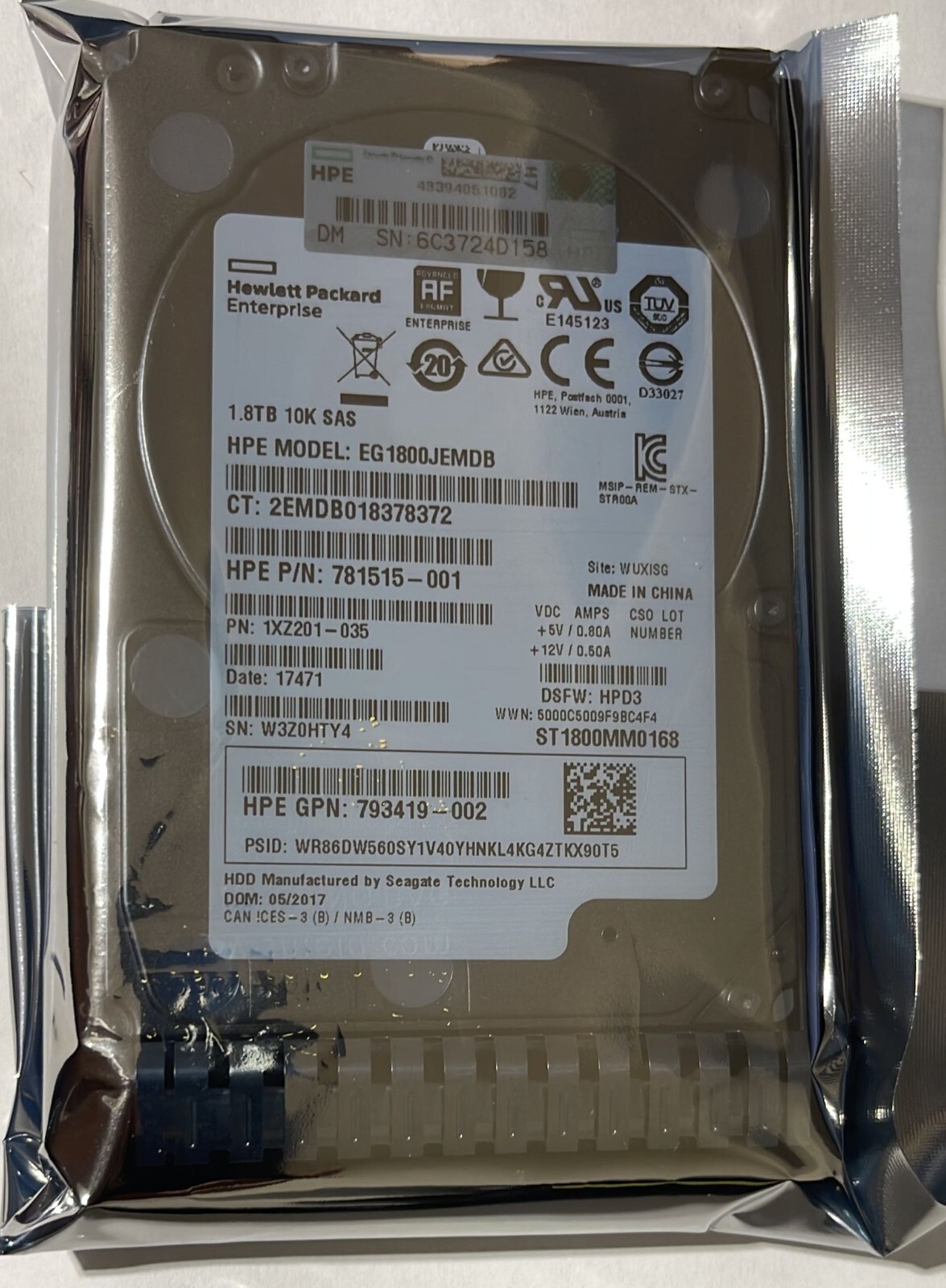 ST1800MM00168 / 793419-002  HPE 1.8TB SAS 12G 10K 2.5" SFF SC 512e DS HDD+